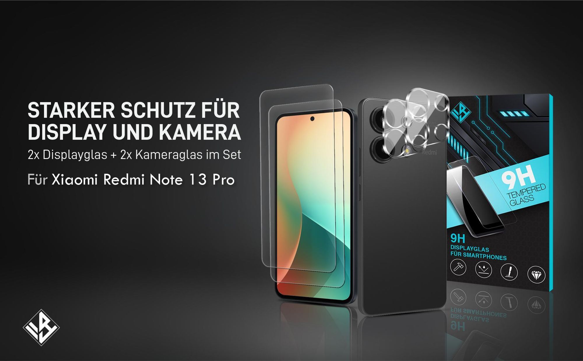 2er Set Kamera & Displayschutzglas für Xiaomi Redmi Note 13 Pro in 9H Härte