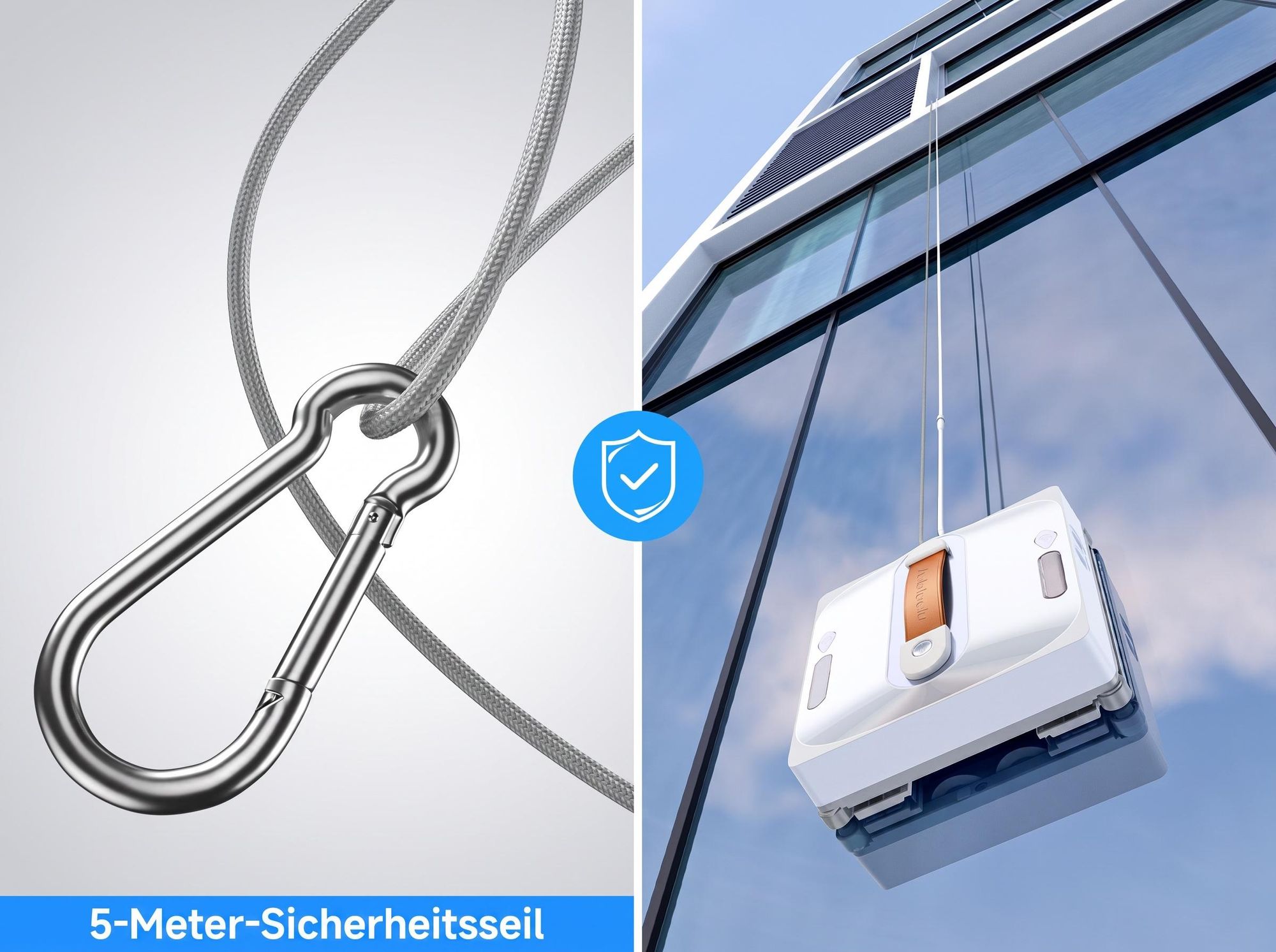Lubluelu Smart Fensterputzroboter, 9000Pa Saugkraft, Automatische Routenplanung, Kantenreinigung, Waschbare Mikrofasertücher, Doppelseitige Sprühdüsen