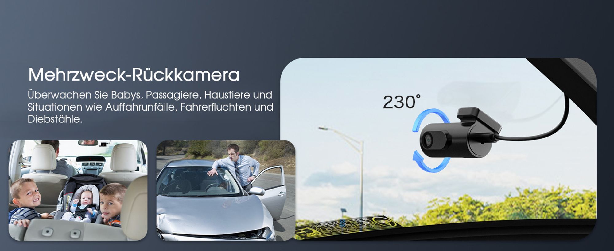 5K 3-Kanal-Dashcam Auto Wi-Fi,GPS,3lens 4K+1080P+1080P Vorne Hinten Innen Autokamera mit 3-Zoll-IPS-Bildschirm,IR-Nachtsicht,24h Puffer Parkmodus