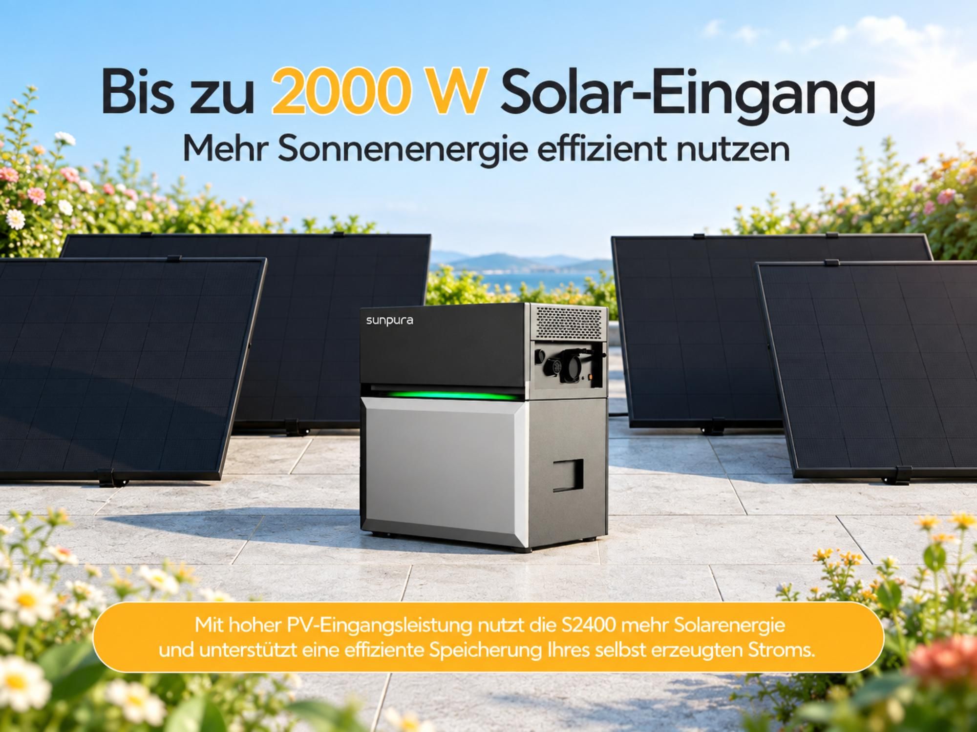 Powerness Balkonkraftwerk Speicher, Sunpura B2400 Erweiterungsakku für S2400 Energiespeichersystem mit 2,4 kWh (bis 9,6 kWh erweiterbar),(0% MwSt)