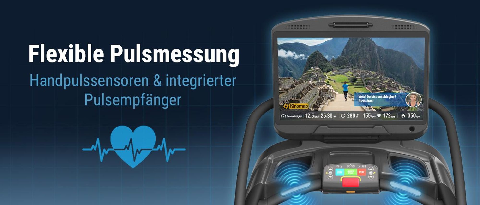 AsVIVA T22 Studio Pro Laufband, 23,5" Touchscreen, 9 PS Motor, 21% Steigung, 8-Zonen Dämpfung