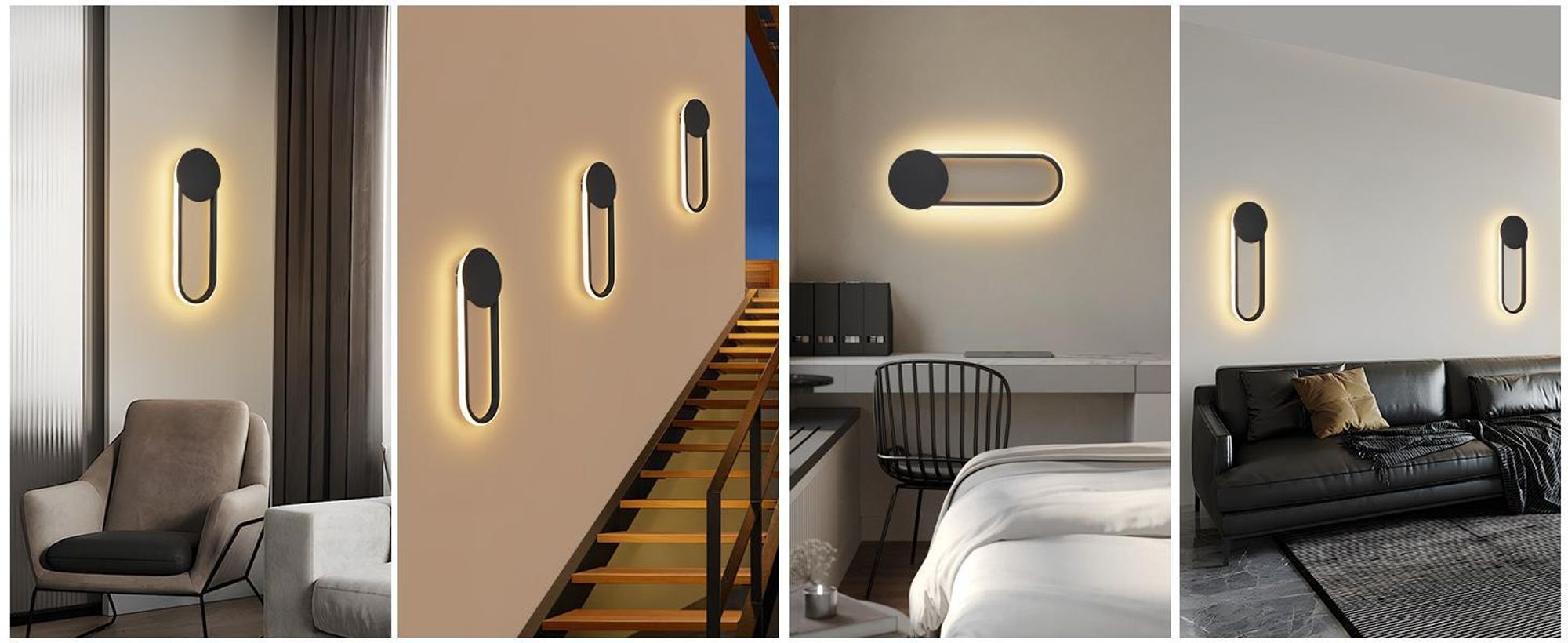 ZMH LED Wandleuchte Innen Wandlampe 12W Treppenhauslampe 41cm Schwarz Flurlampe Modern Design 3000K Warmweiß Minimalistische Wandbeleuchtung für Schlafzimmer Wohnzimmer Flur Treppenhaus Küche