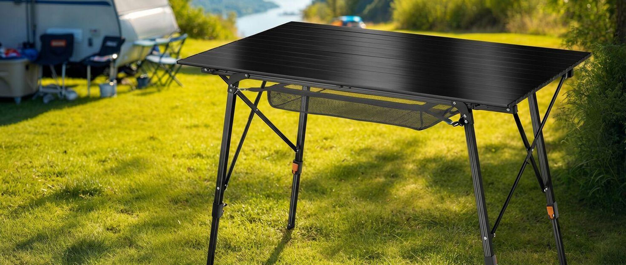 tectake® Aluminium Campingtisch Bastian faltbar 120 x 70,5 x 58 – 79 cm