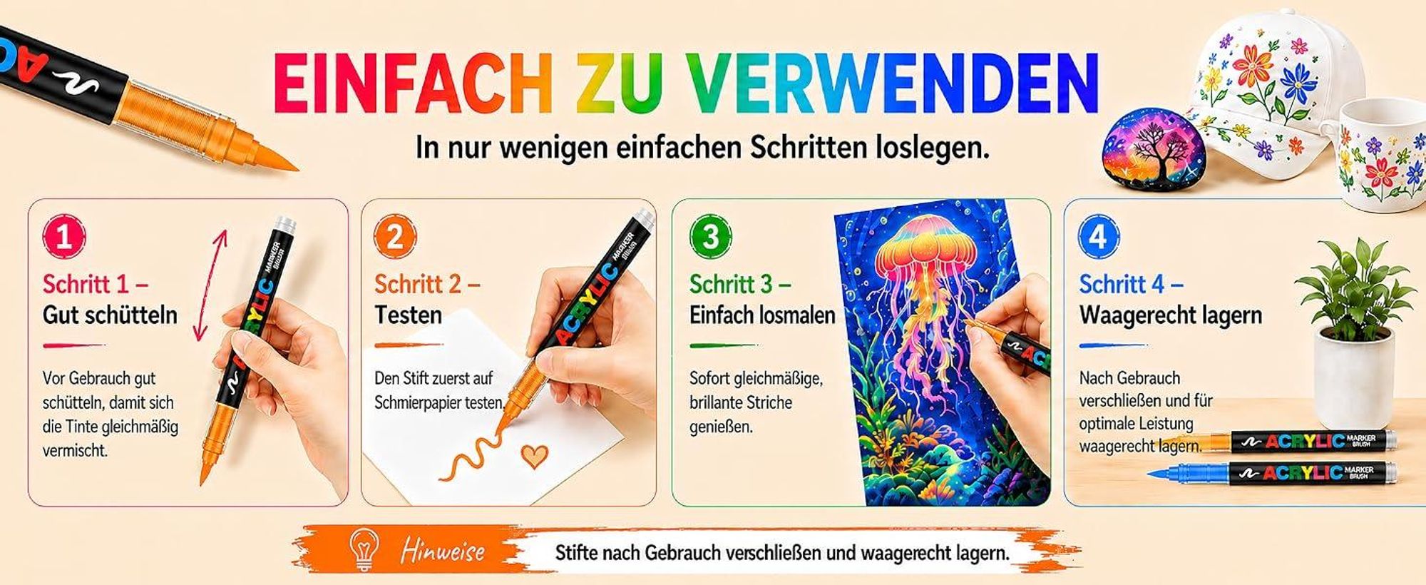 Acrylstifte, 288 Farben Graffiti Stifte, Markerstifte, Permanent Acrylic Marker, für Steinen, Glas, Leinwand, Keramik, Holz