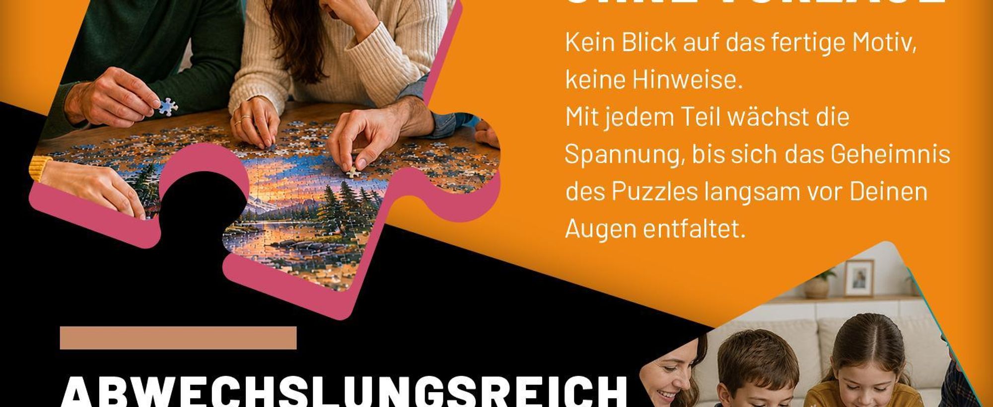 BLACK BOX Puzzle 1000 Teile, Blackbox Puzzel mit Überraschungs-Motiv ohne Vorlage, Impossible Puzzle schwer für Erwachsene und Kinder ab 14 Jahren