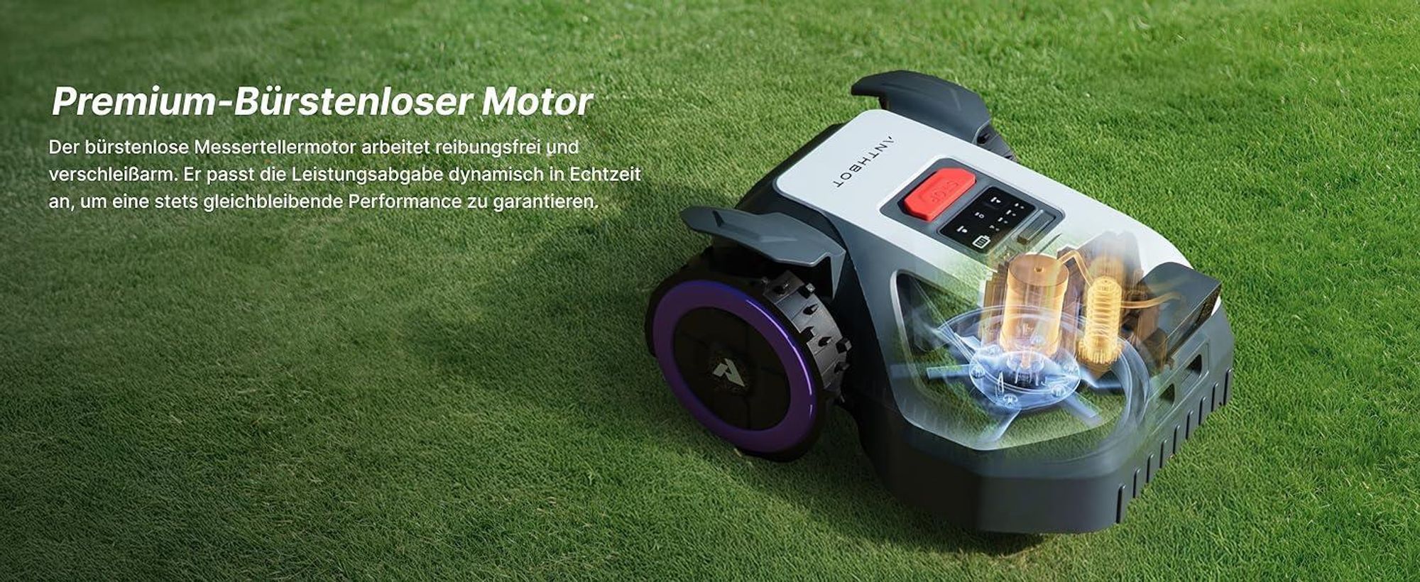 ANTHBOT M9 Mähroboter ohne Draht inkl. Premium-Garage, RTK-Navigation, KI-Kamera, bis 900 m², 45% Steigung, 3 Monate NRTK-Service gratis