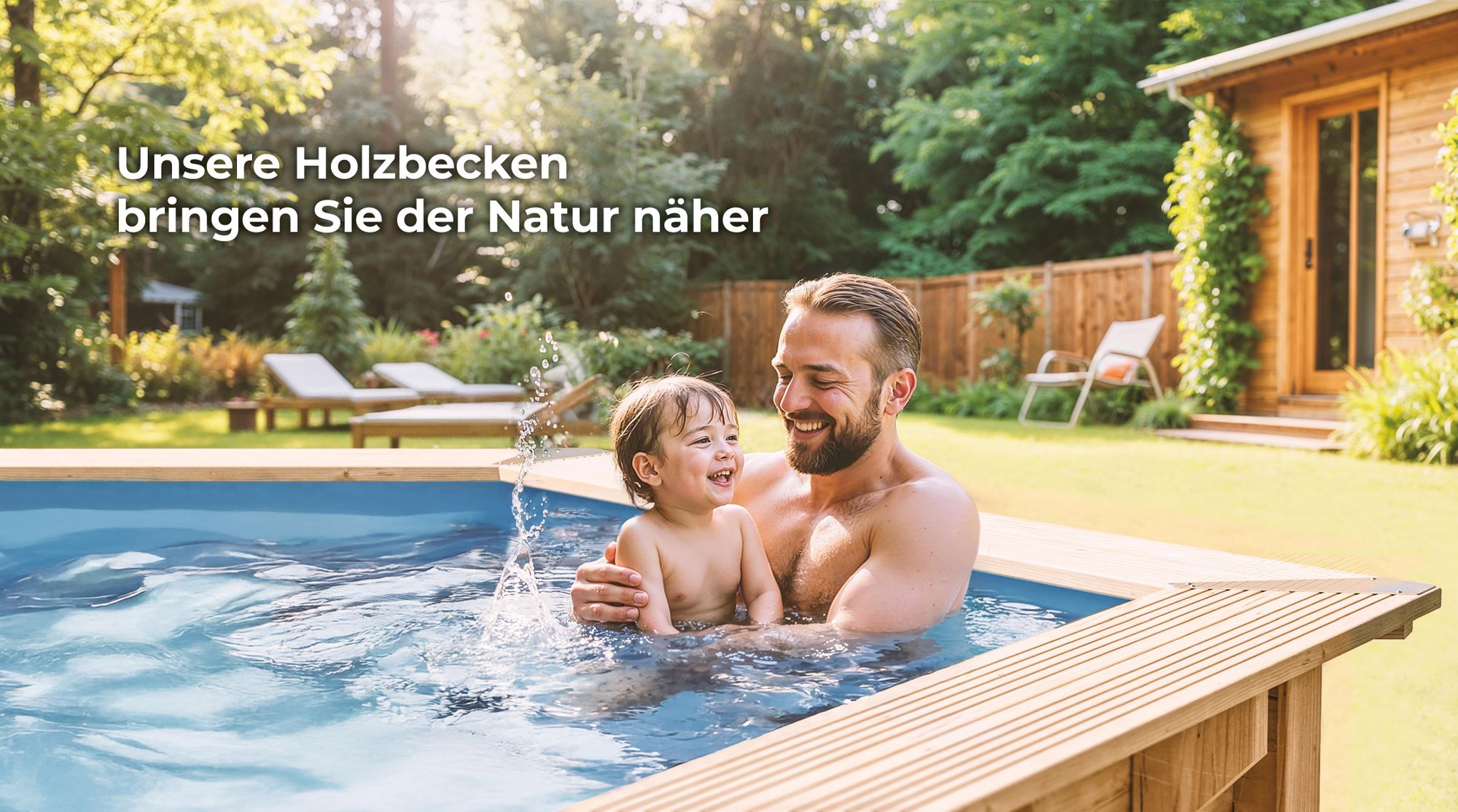 GRE Holzbecken rund Modell Vasto Ø 428 x 136 cm, Komplettset