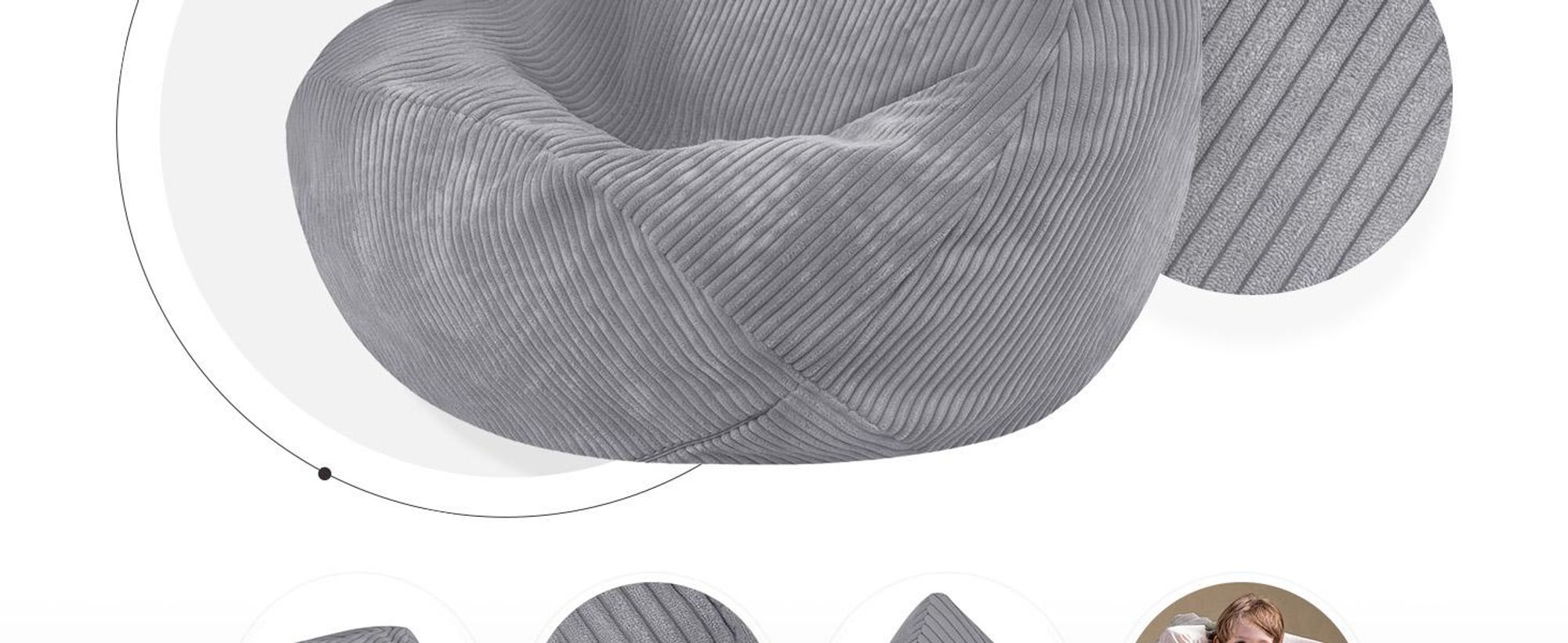 MISIOO Kinder Sitzsack Premium - Ergonomischer - Ab 12 Monaten - Bequeme Sitzsäcke fürs Kinderzimmer - Sitzsack mit Leichter Styroporfüllung