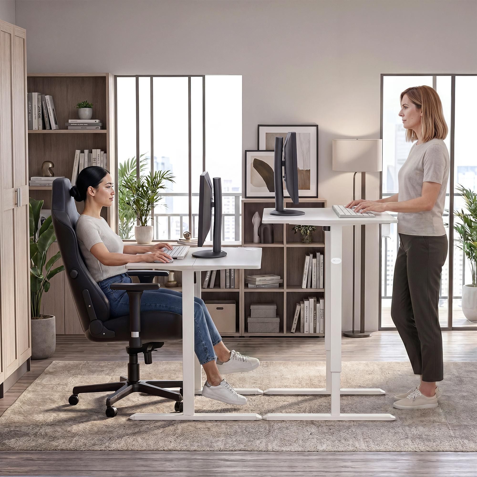 di volio Schreibtisch BARGA höhenverstellbar elektrisch 88x60 cm – weiß, ergonomischer Bürotisch, platzsparender Stehtisch mit Memory-Funktion