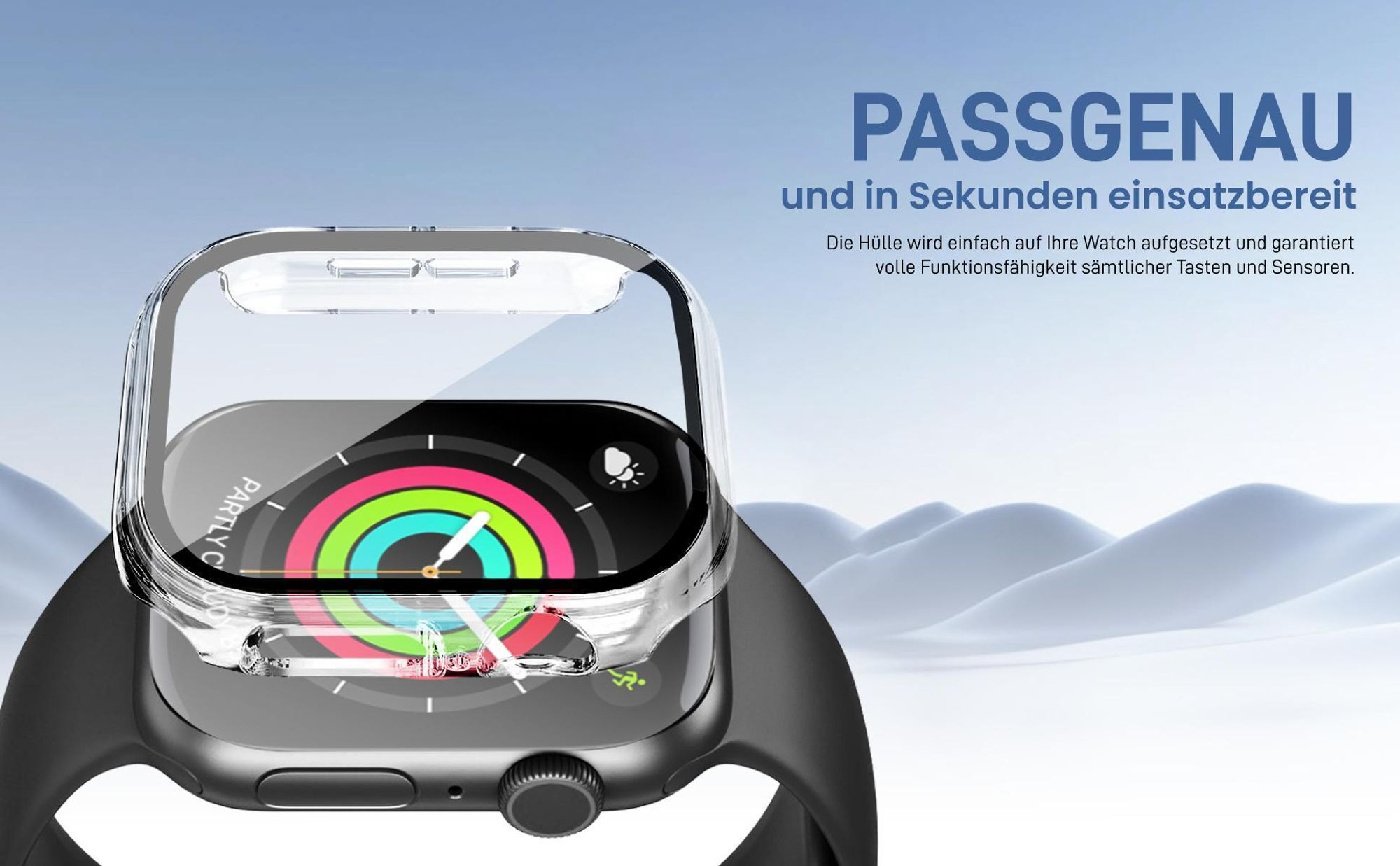 Graue Smartwatch Hülle für Apple Watch Series 10 / 11 46 mm Gehäuse- und Displayschutz