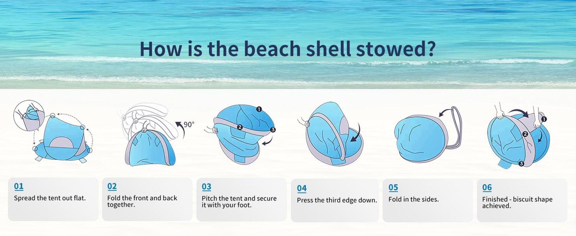 Duhome beach shell pop up beach tent počasí a ochrana soukromí hod stan přenosný UV40+ pavilon 3 osoby pro kempování piknik, světle modrý