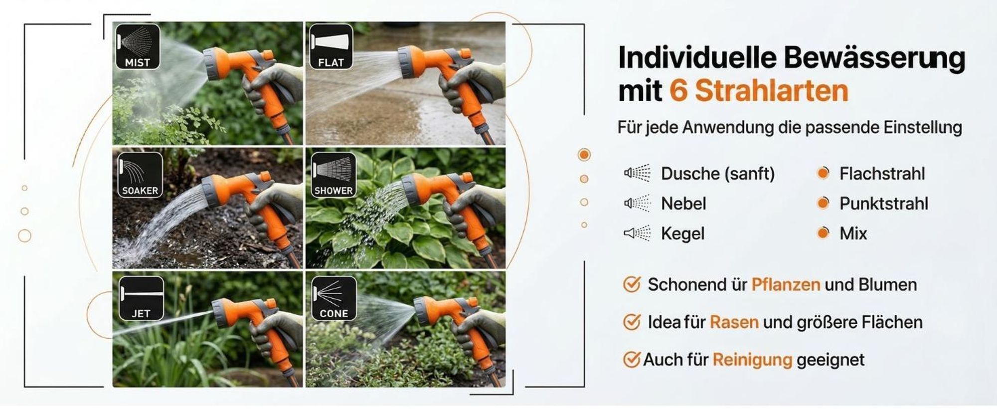 NEO TOOLS Mobiles Gartenbewässerungssystem Komplettset mit Schlauchwagen 30 m Gartenschlauch 1/2 Zoll und 6-Funktionen