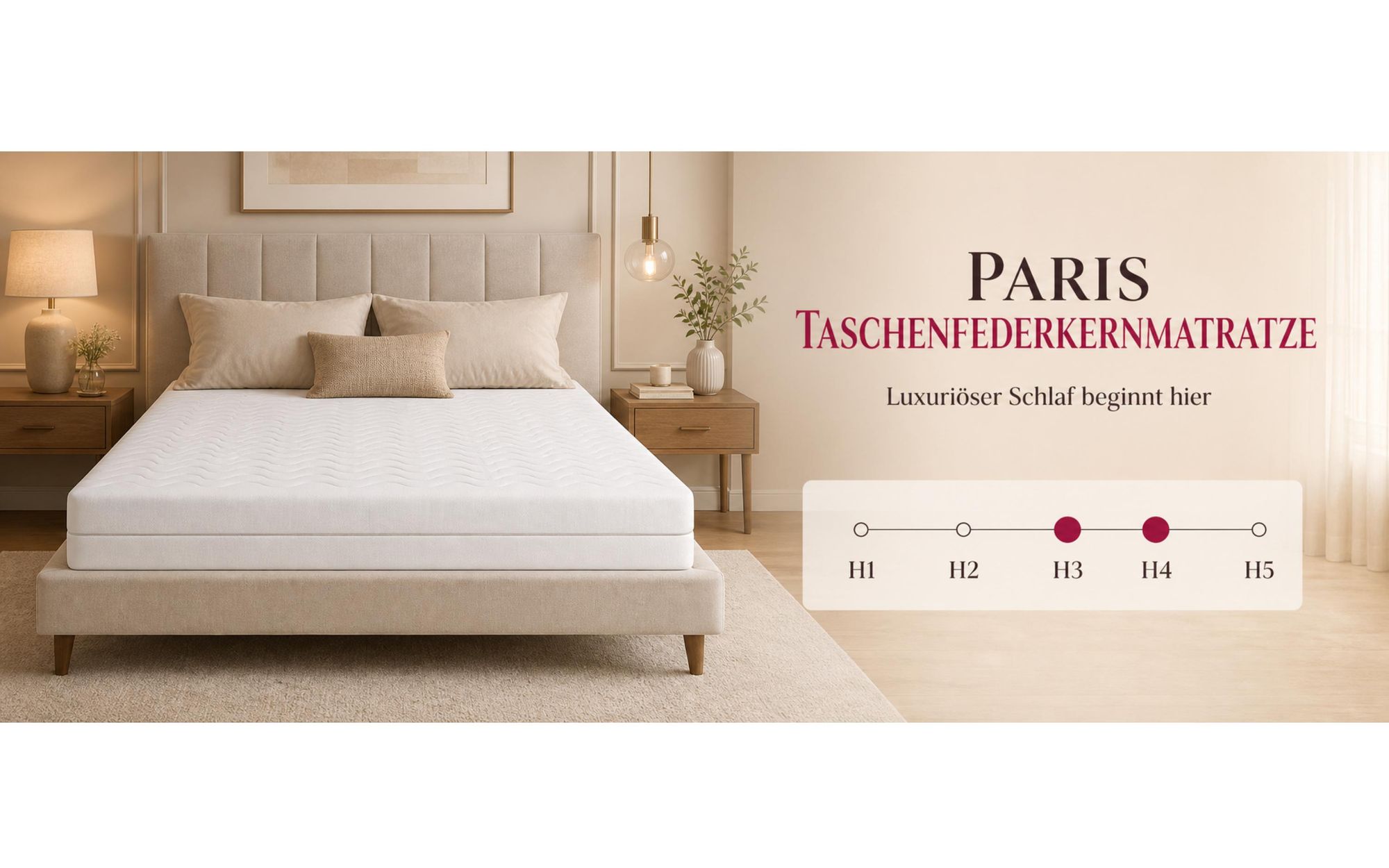 MARPUR Taschenfederkernmatratze 80x200 Paris, 7 Zonen, H3/H4, Höhe 27 cm