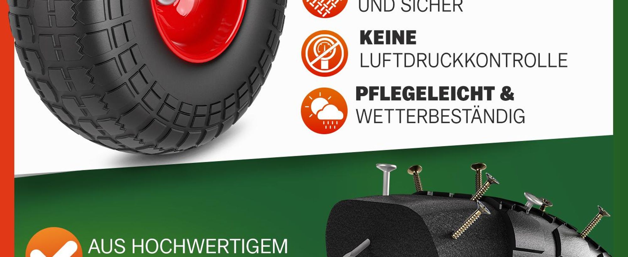 GARDEBRUK Sackkarrenrad 20mm Achse 2er Set