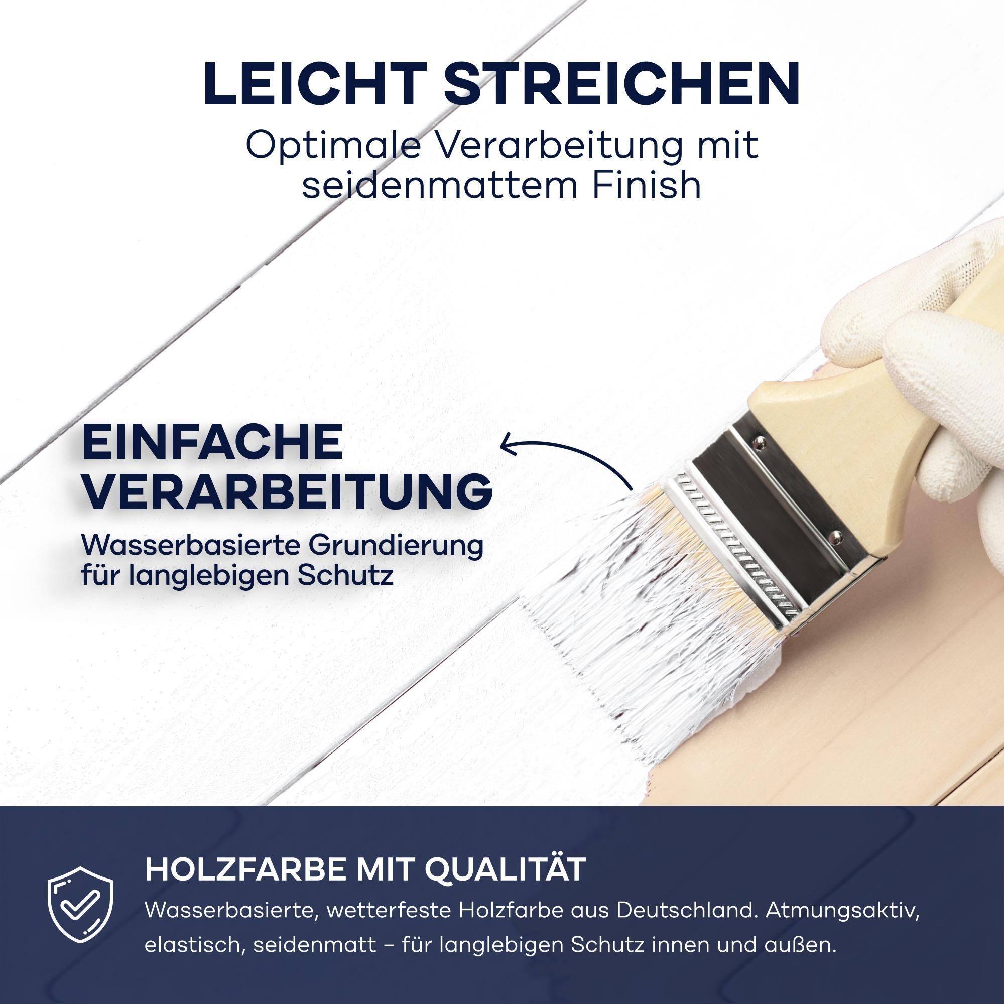 Plid Holzfarbe Weiß 0,75l + Pinselset 3-tlg. / Innen & Außen - Wetterschutzfarbe Holzfarbe Außen - Dauerhafte Holzschutzfarbe - Holzlack