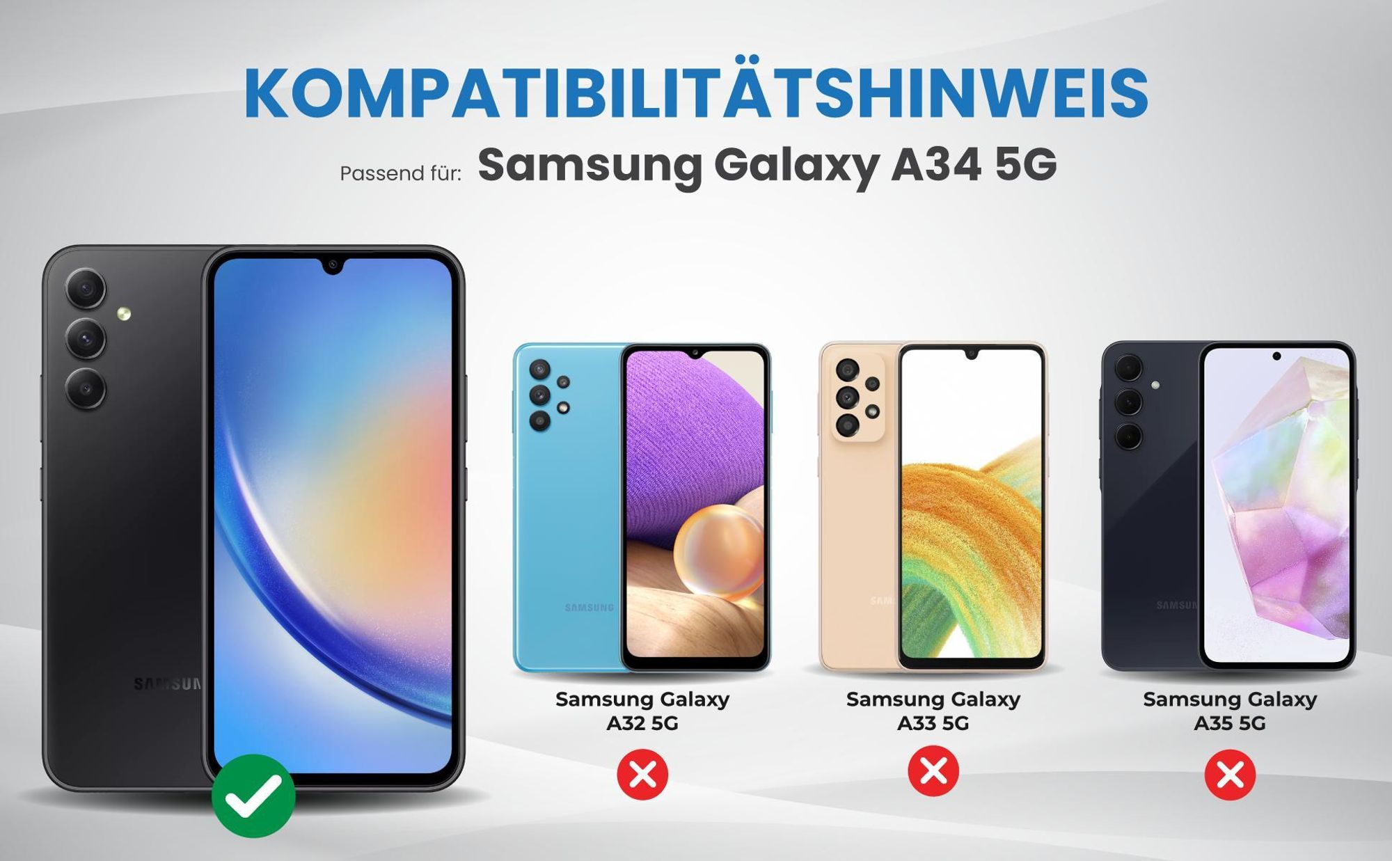 Kompatibilitätshinweise Hülle für Samsung Galaxy A34 5G