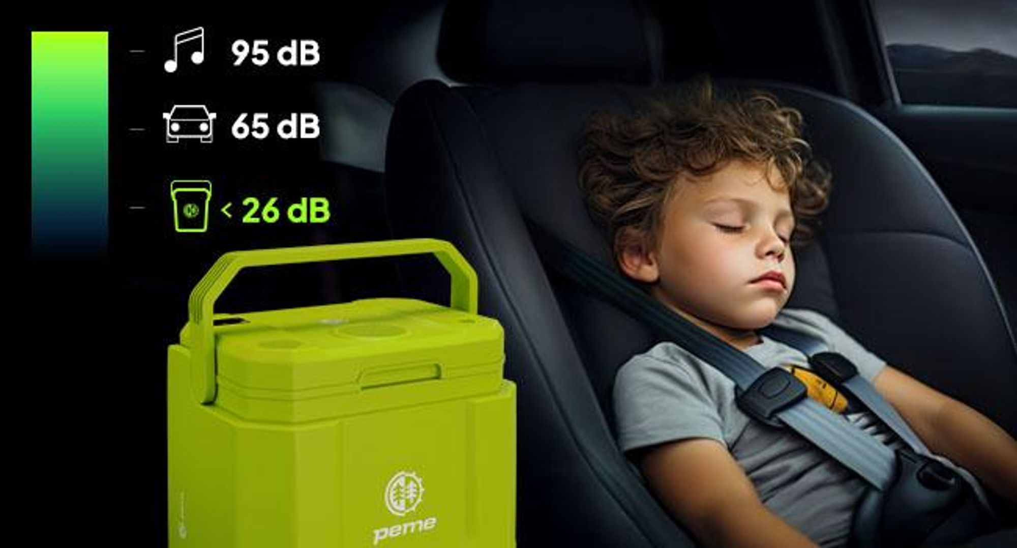 Peme Elektrische Kühlbox Trip Neon - Auto Camping Kühlschrank Bluetooth Lautsprecher leise Wärmebox Minikühlschrank Reise PKW LKW Zelt USB Car fridge