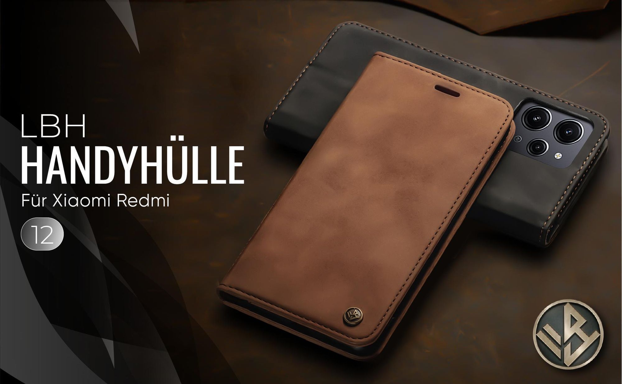 Hochwertige Klapphülle für Xiaomi Redmi 12 im klassischen Design