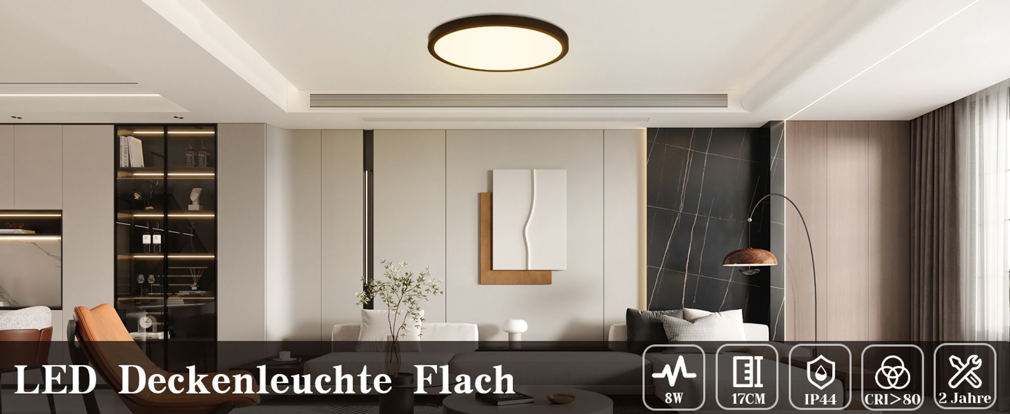 ZMH LED stropné svietidlo čierne Stropné svietidlo ploché 8 W 3000 K teplá biela 17 cm Malé stropné osvetlenie pre  kuchyňu chodbu