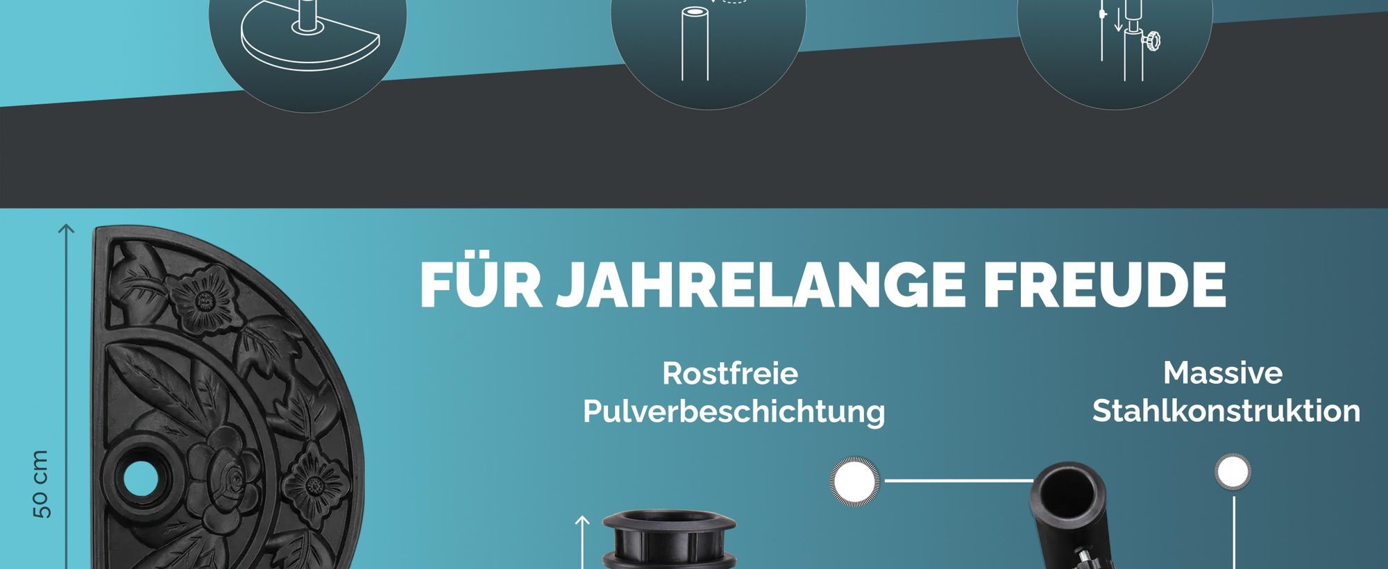 DEUBA Sonnenschirmständer Halbrund Balkon