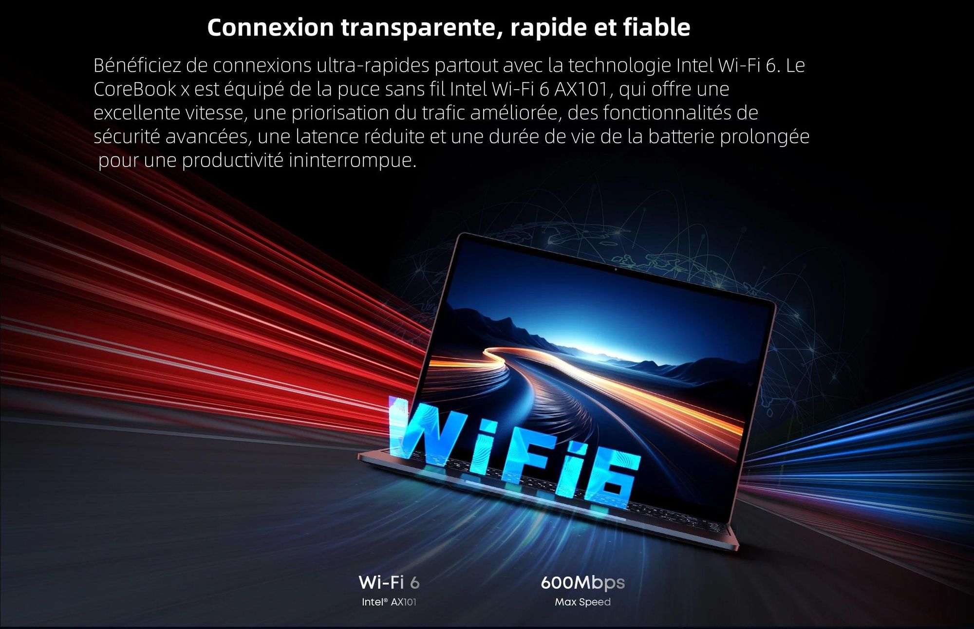 Ordinateur Portable CHUWI CoreBook X - Processeur Intel Core i3-1220P Écran 14" Windows 11 16+512G Batterie 4000mAh - Gris