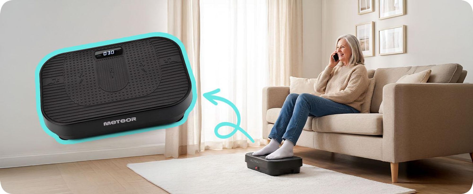 Kompakte Vibrationsplatte Meteor für Ganzkörpertraining – Anti-Rutsch, 160 kg Max. Last, ideal für Muskelstärkung & Fettabbau