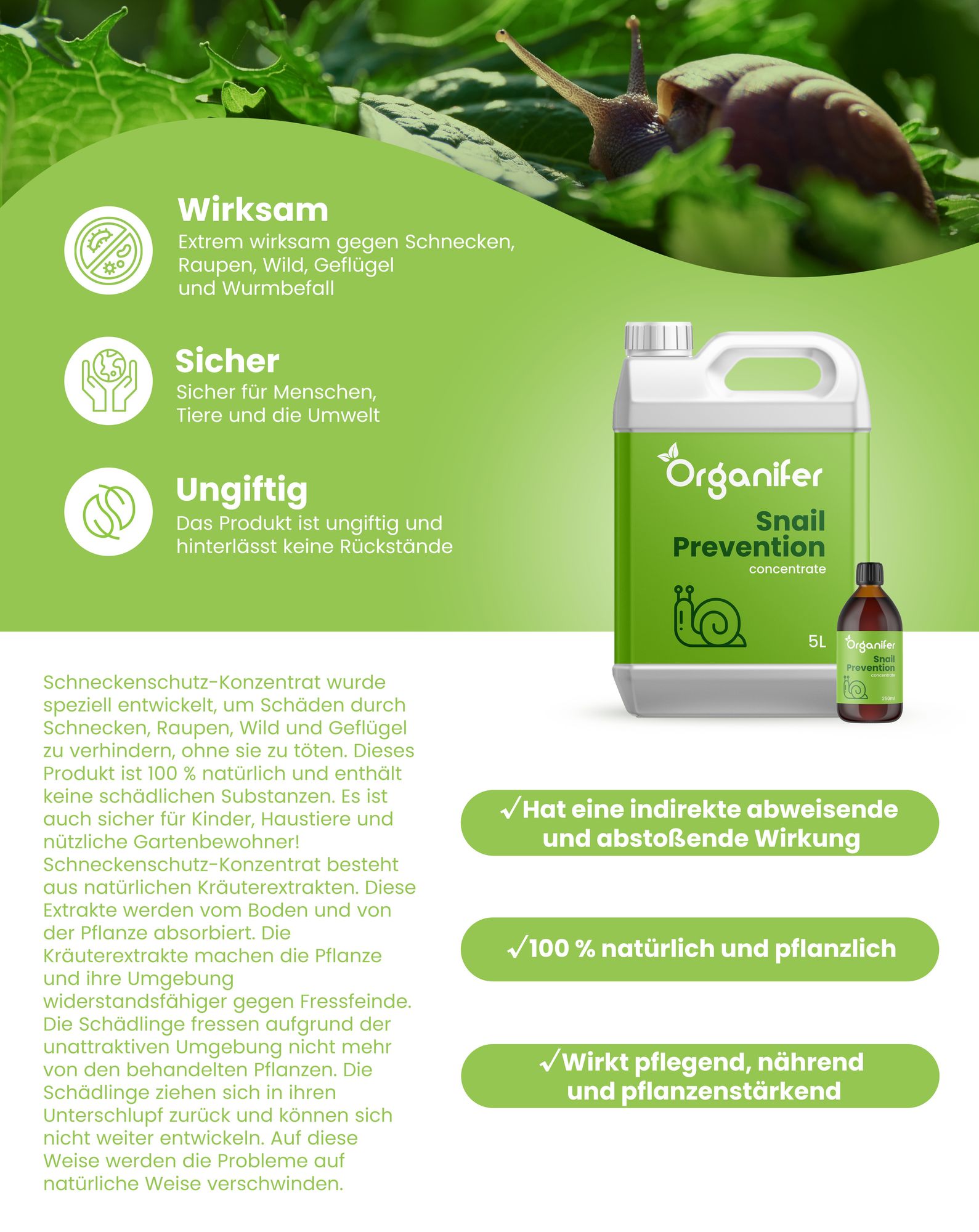Schneckenschutz 1000 ml - Konzentrat für 1000 m2- Organifer