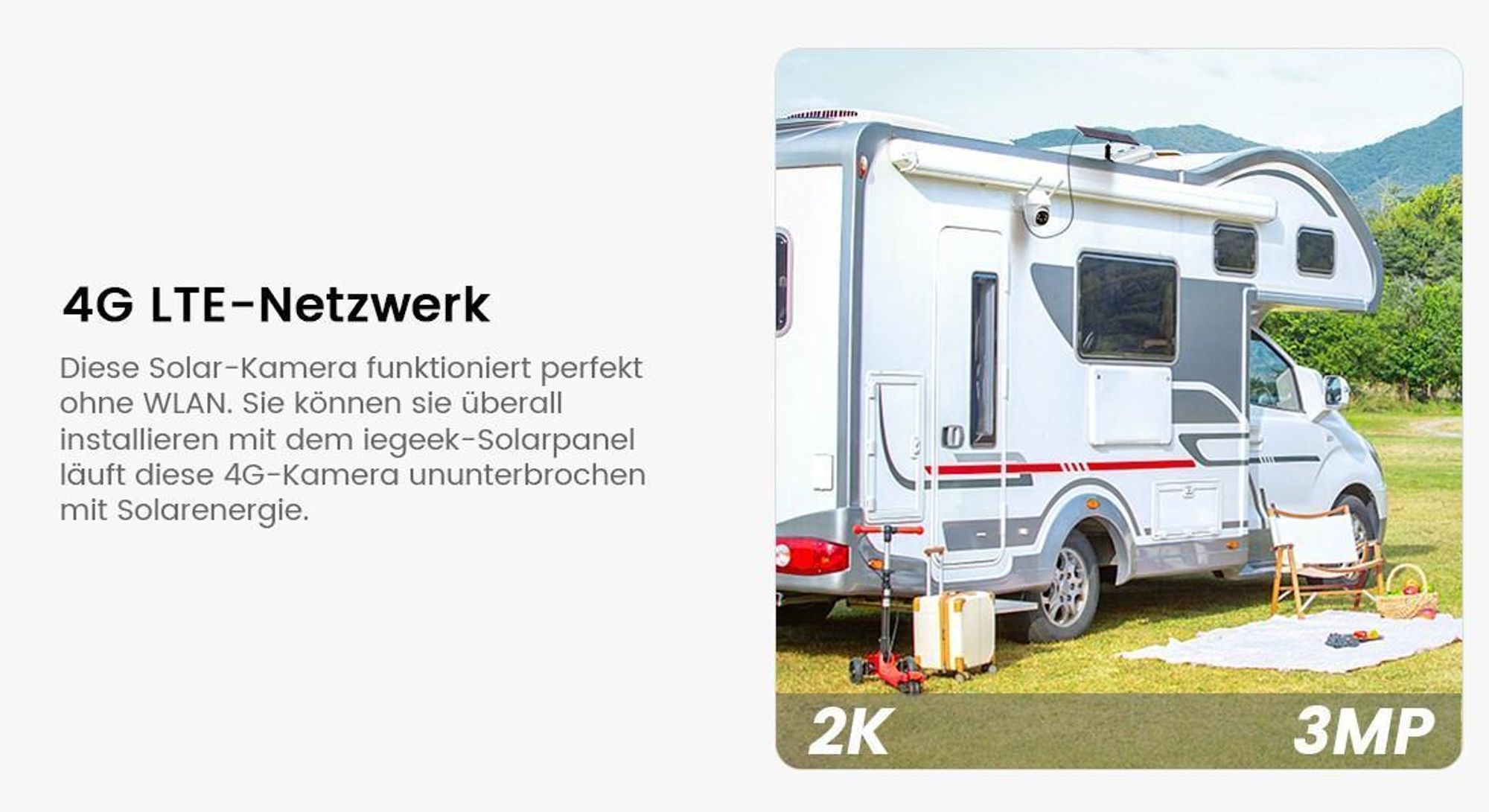 4G LTE Überwachungskamera Außen Akku 9600mAh mit Solarpanel und PTZ, IP Kamera Outdoor mit Farbnachtsicht, PIR-Sensor, 2-Wege-Audio, IP65
