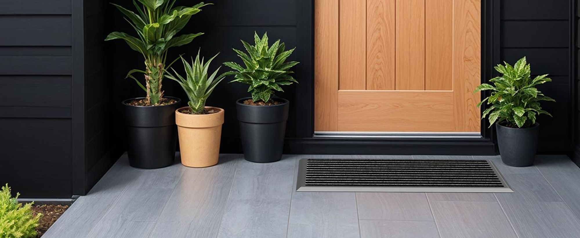 Fußmatte Außen Schmutzfangmatte für Draußen - 50 x 80 cm silbernem Aluminiumrand Wetterfester Fußabstreifer Outdoor Fußmatte