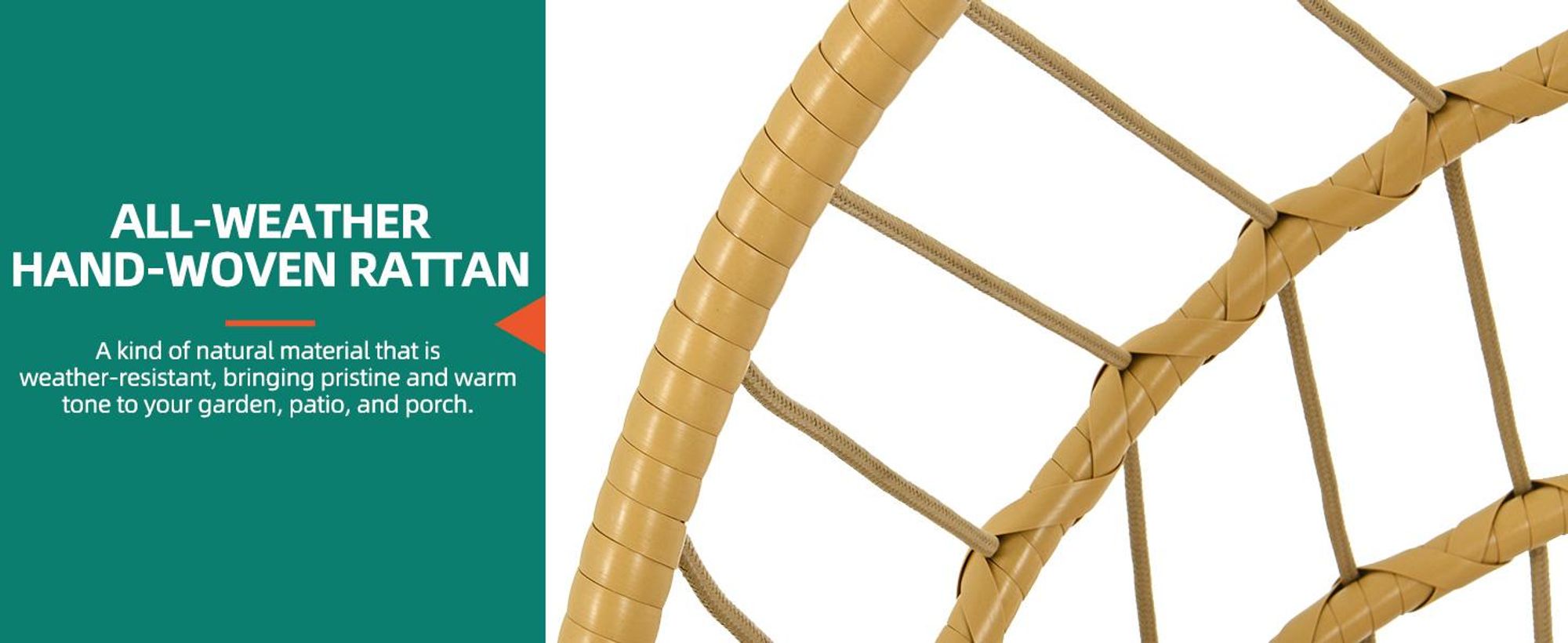 YITAHOME Hängesessel mit Gestell, Klappbarer Schaukelsessel mit Polsterung, bis 160 kg, für Indoor und Outdoor, Beige