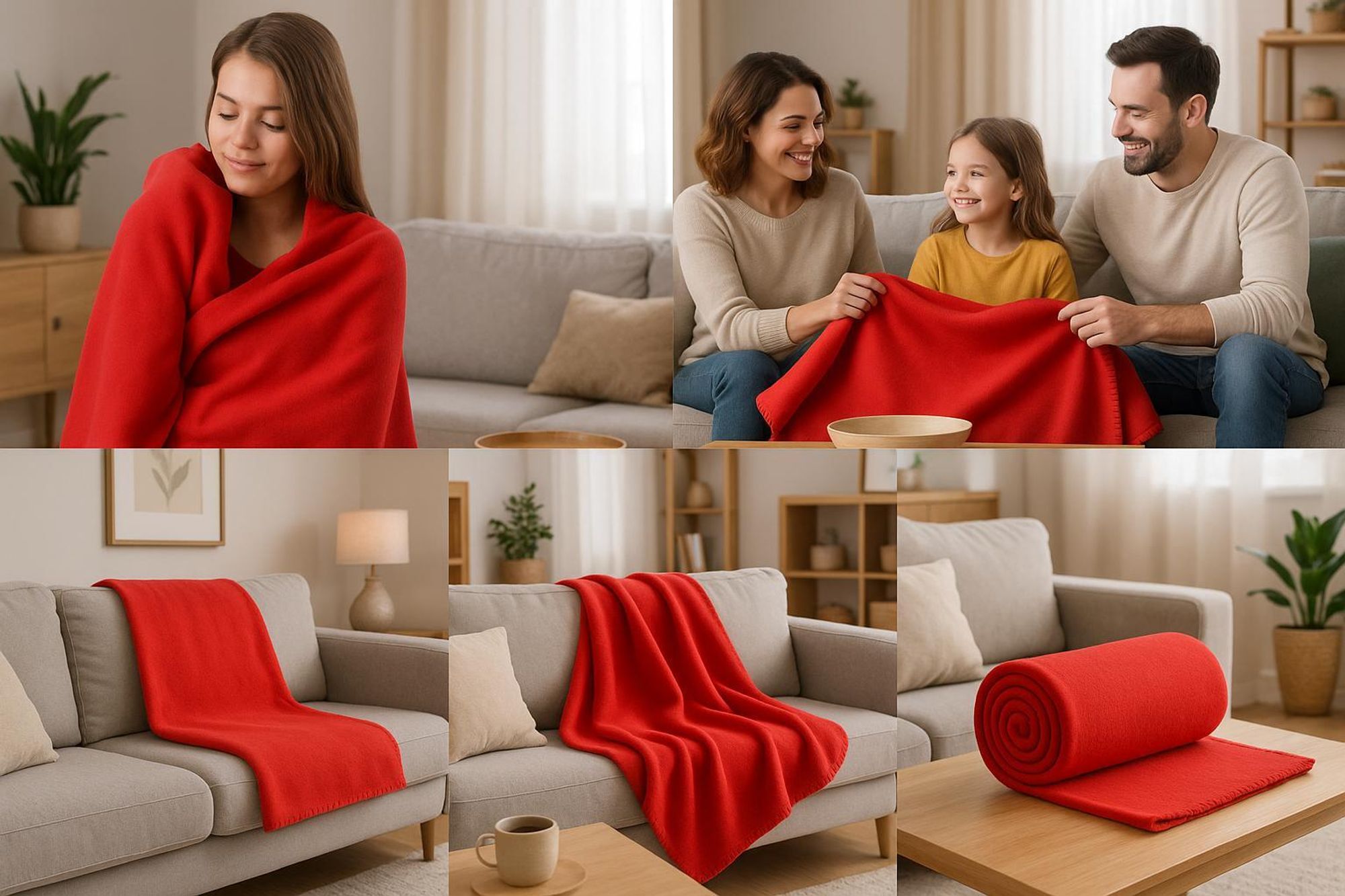 Betz Fleecedecke 2 Stück 130x170 cm 180g/m² – Wohndecke & Kuscheldecke – Flauschige Sofadecke als Tagesdecke – Leicht, wärmend & pflegeleicht – rot