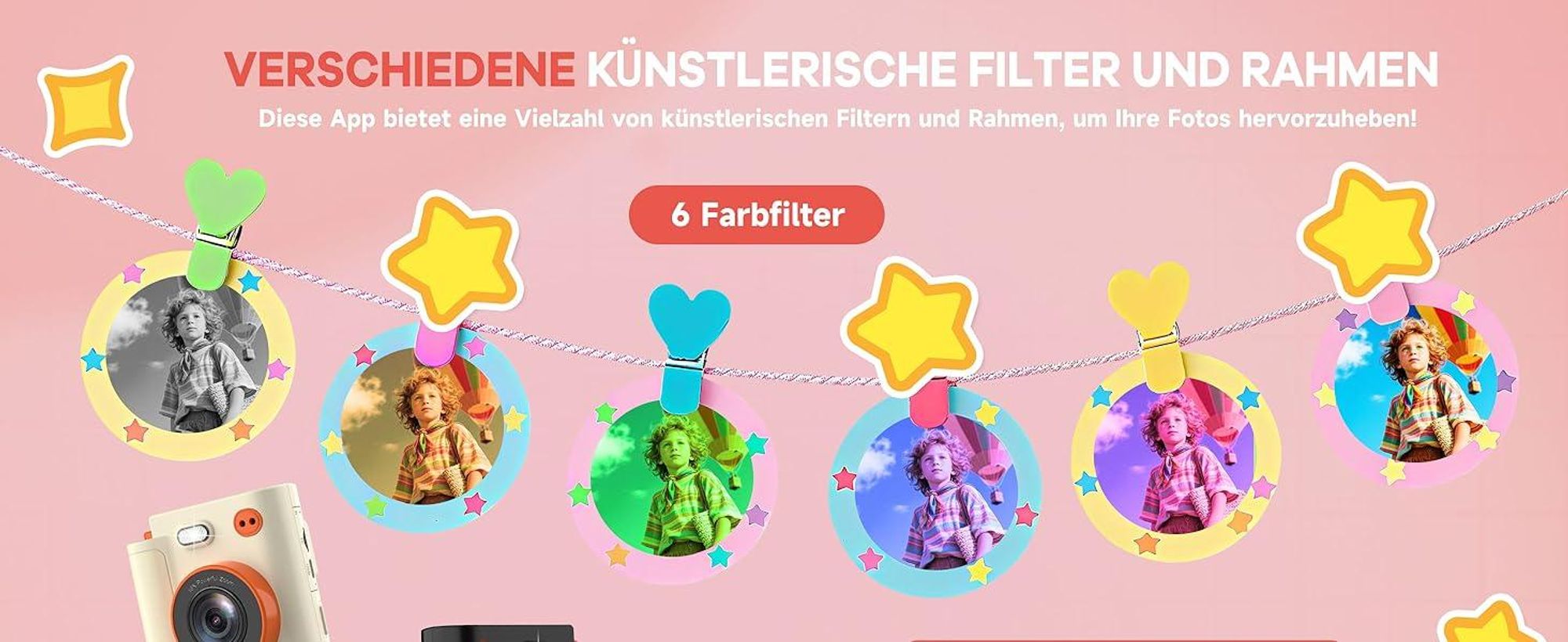 Sofortbildkamera, Kinderkamera, 1080P HD Digitalkamera, Kamera Kinder Sofortdruck mit 32GB Karte & 3 Rollen DruckerPapier