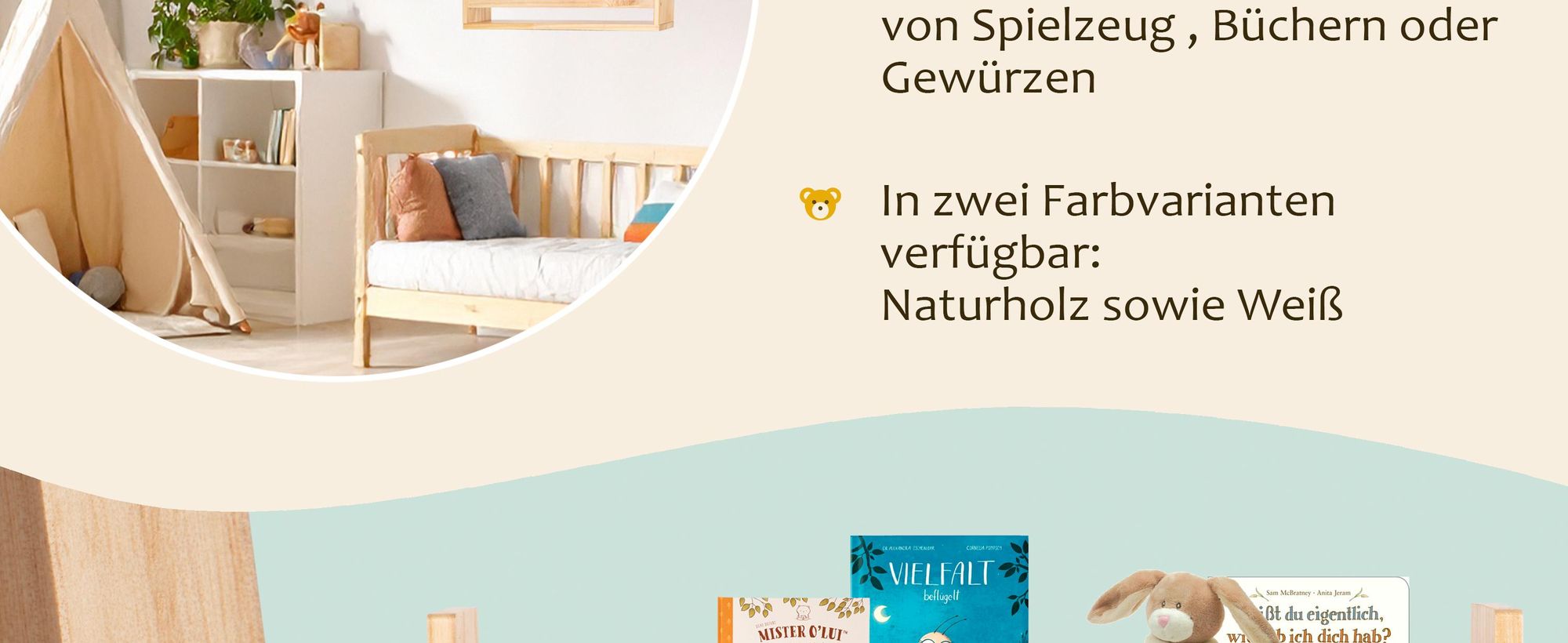 ONVAYA® Wandregal ǀ Weiß 40cm ǀ Massivholz ǀ Naturholz oder Weiß ǀ einfache Installation ǀ 4er-Set ǀ Wandregal aus Holz