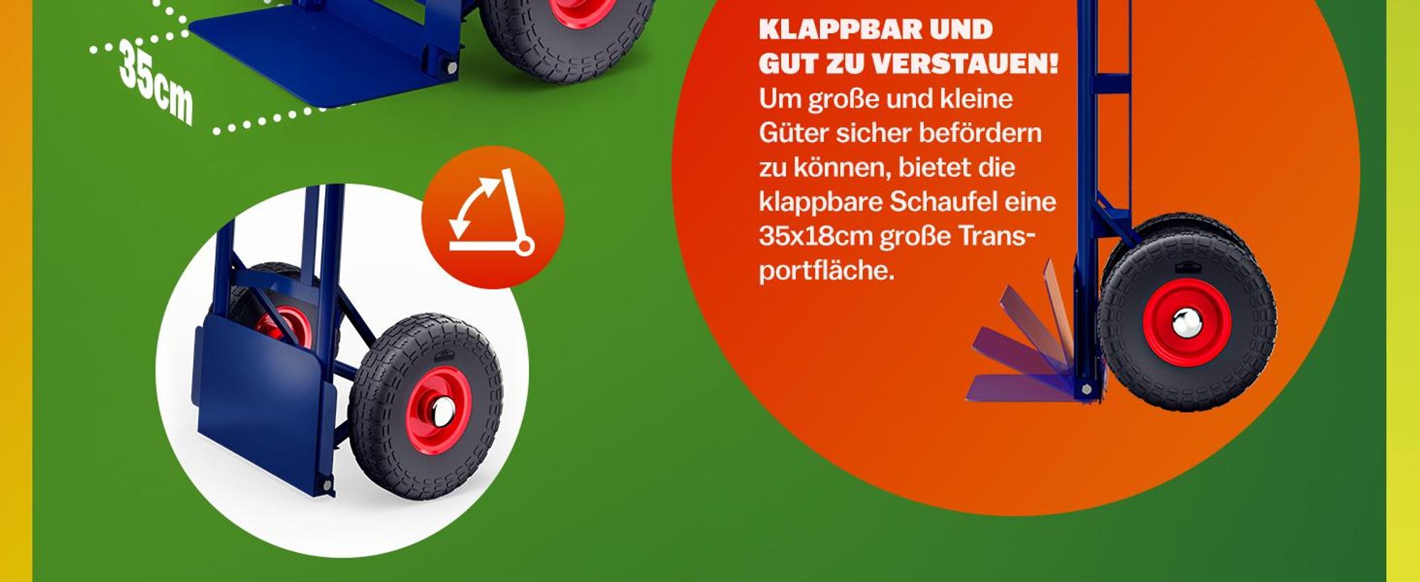 GARDEBRUK Sackkarre Klappbar 200kg Vollgummireifen Transportkarre