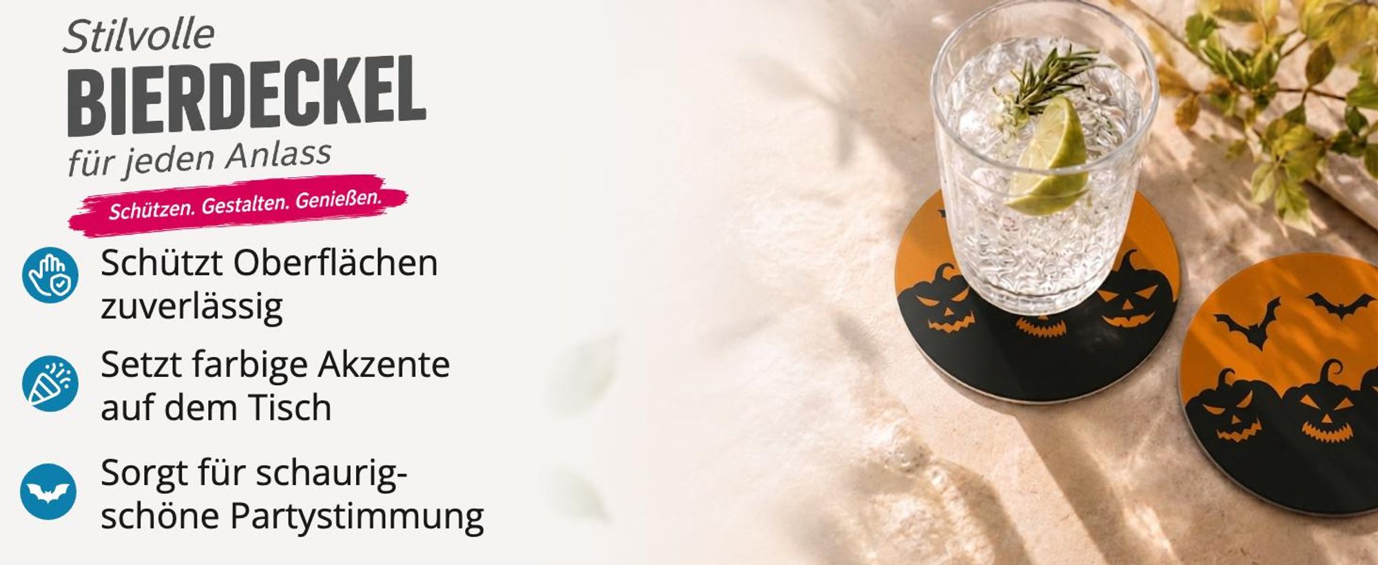itenga 40x Bierdeckel rund Halloween