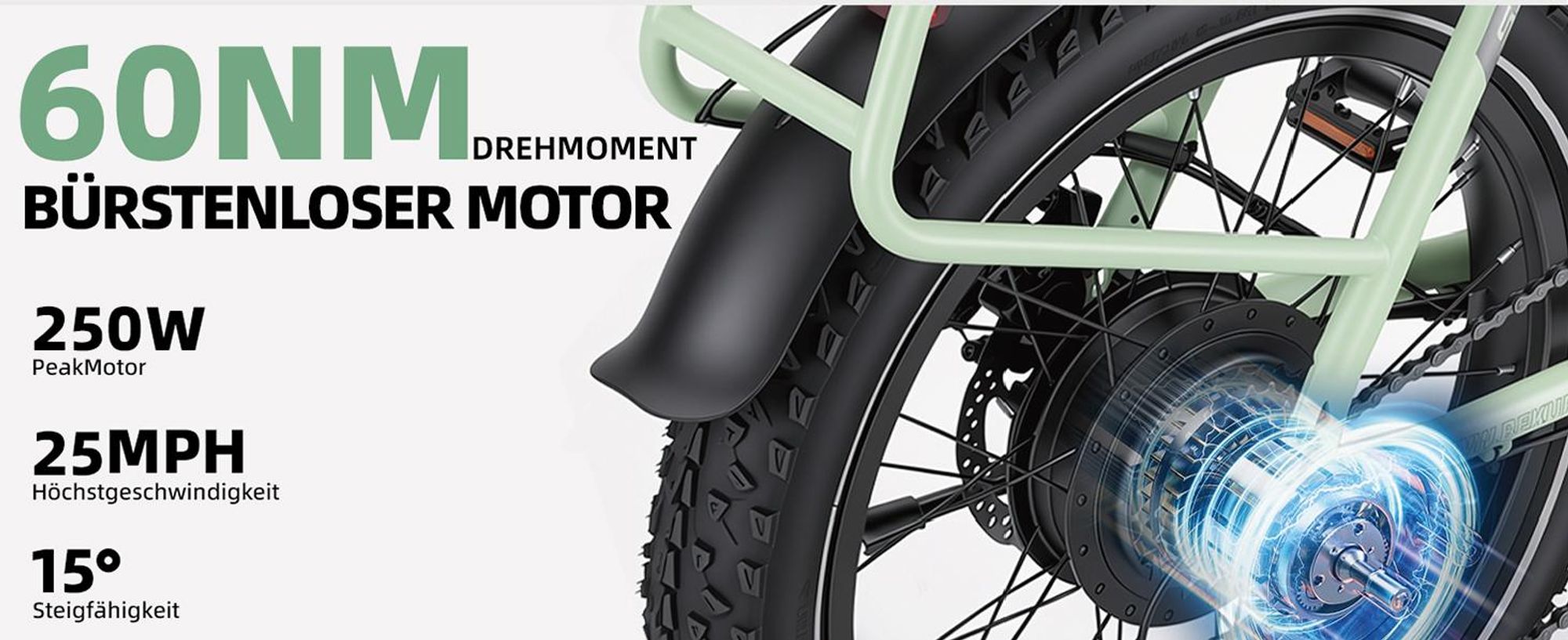 20" LCD E-Bike Elektrofahrrad 20 Zoll, 48V 15Ah Klappräder für Lange Reichweite bis 120KM, All-Terrain Ebike Herren für MTB, Pedelec E-bike 60N·M Grün