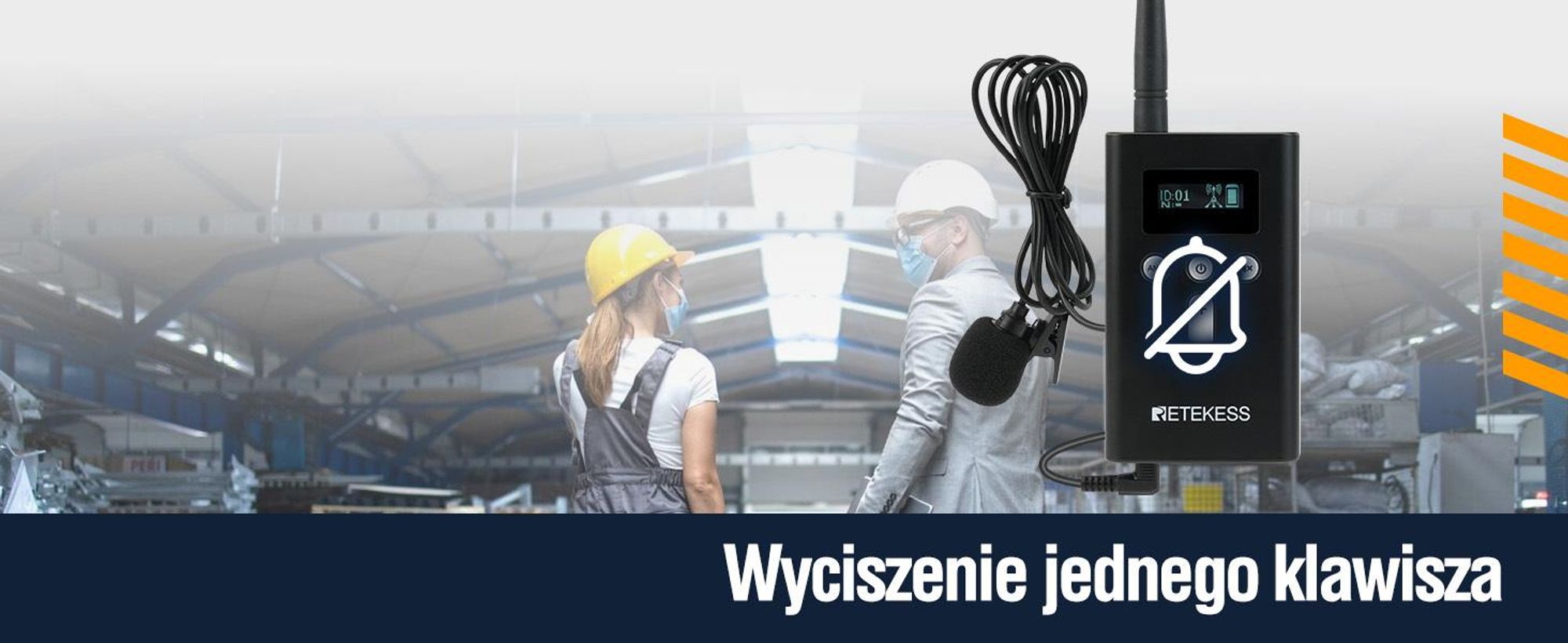 System przewodniczenia Retekess T130P, bezprzewodowy mikrofon, słuchawki dla przewodników, zaawansowana redukcja szumów, zasięg 160 metrów, długi czas pracy na baterii: 30 godzin