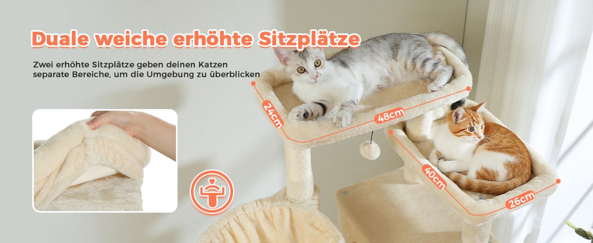 PAWZ Road Kratzbaum XXL Große Katzen Katzenbaum Katzenkratzbaum Spielbaum 175 cm