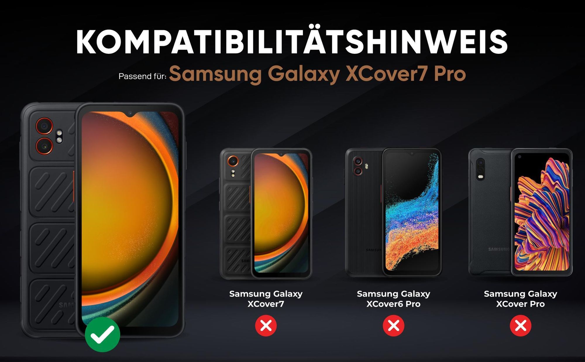 Kompatibilitätshinweise Hülle für Samsung Galaxy Xcover7 Pro
