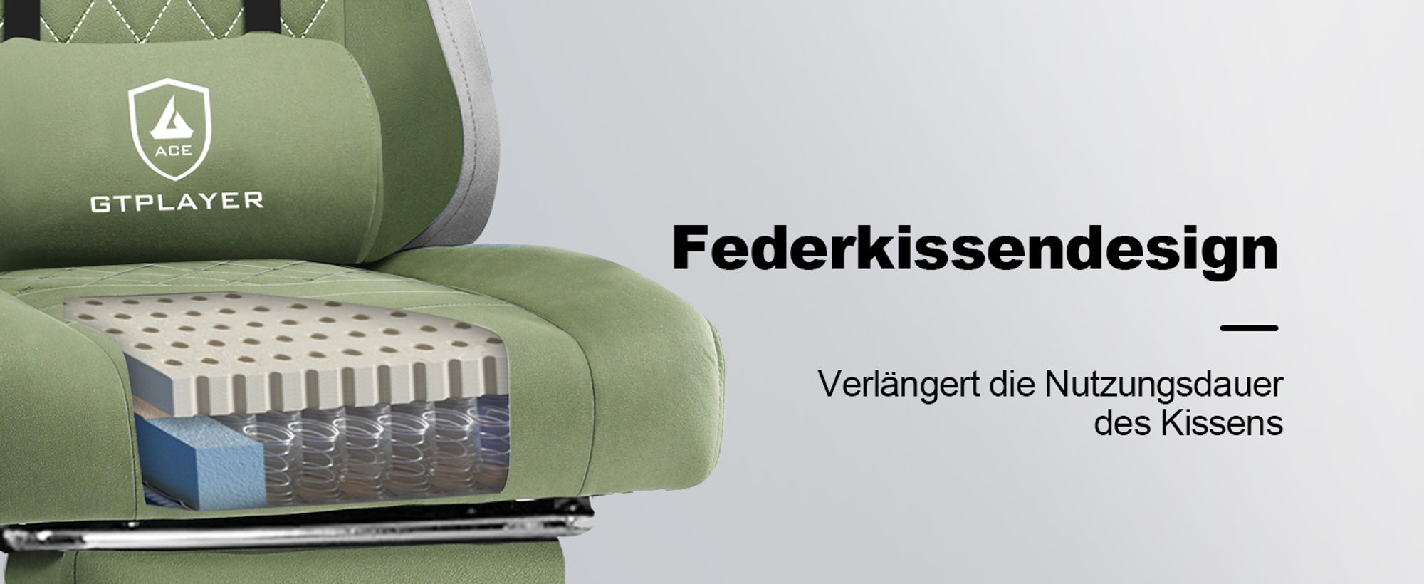 PLAYER Gaming Stuhl Ergonomischer Gaming Sessel Schreibtischstuhl PC Gamer Racing Stuhl mit Stoffoberfläche, Federsitzkissen, Verbindungsarmlehnen