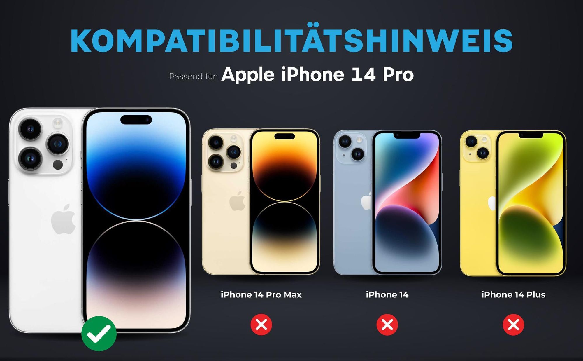 Kompatibilitätshinweise Kameraglas für Apple iPhone 14 Pro