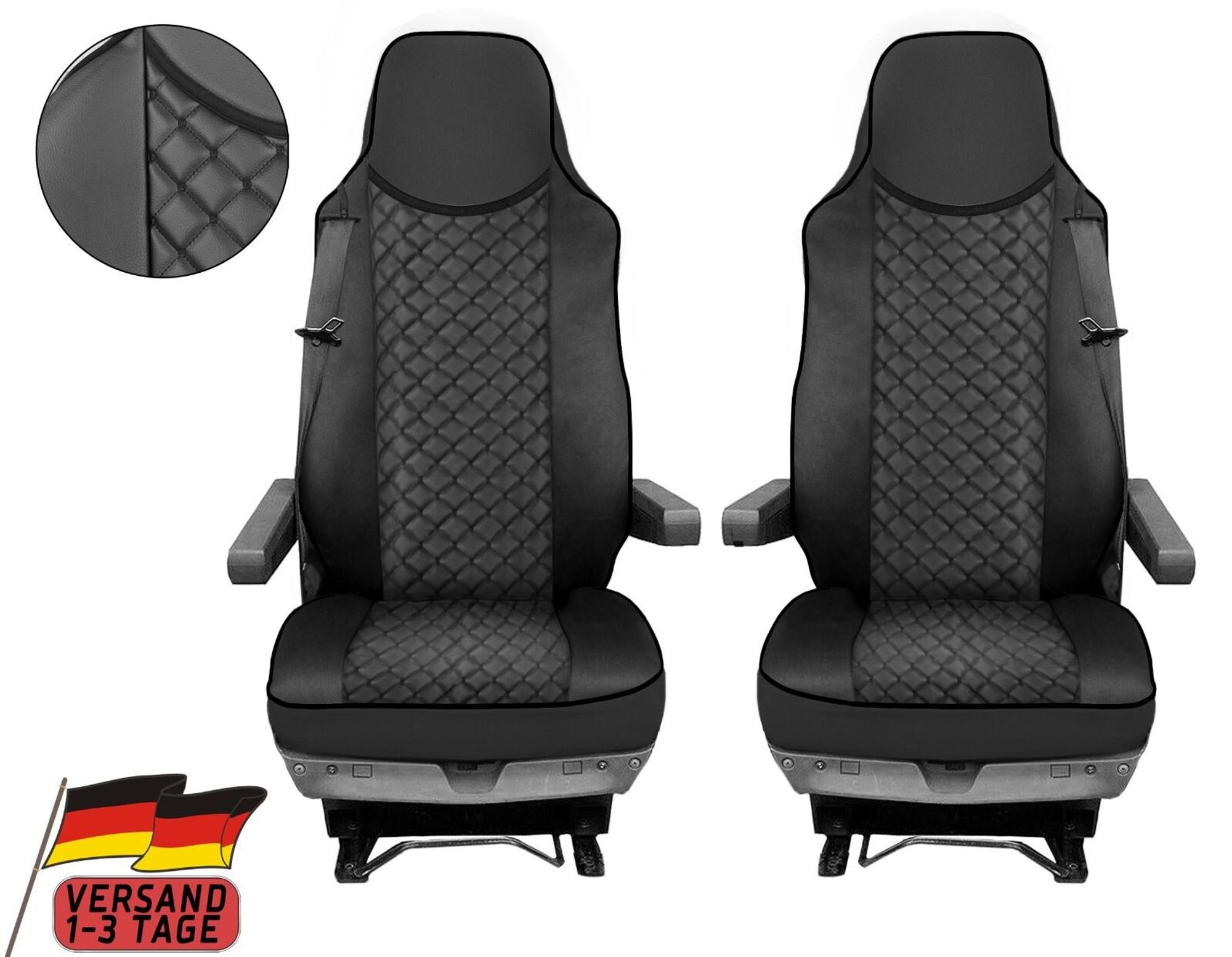 LKW Sitzbezüge Für MAN TGX TGL TGS 2015-2020 Farbe Schwarz Sitzbezüge