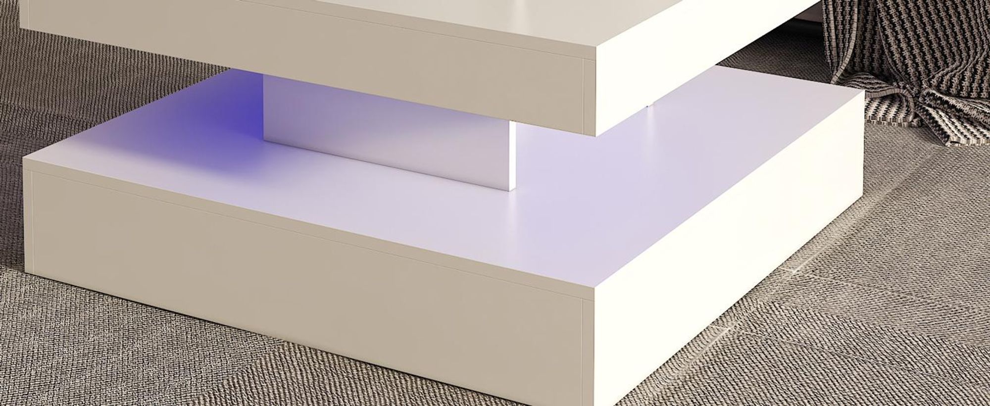 Radelldar Modern Couchtisch Wohnzimmertisch hautänhliche textur mit Beleuchtung, USB, 78 x 78 x 40cm, Weiß