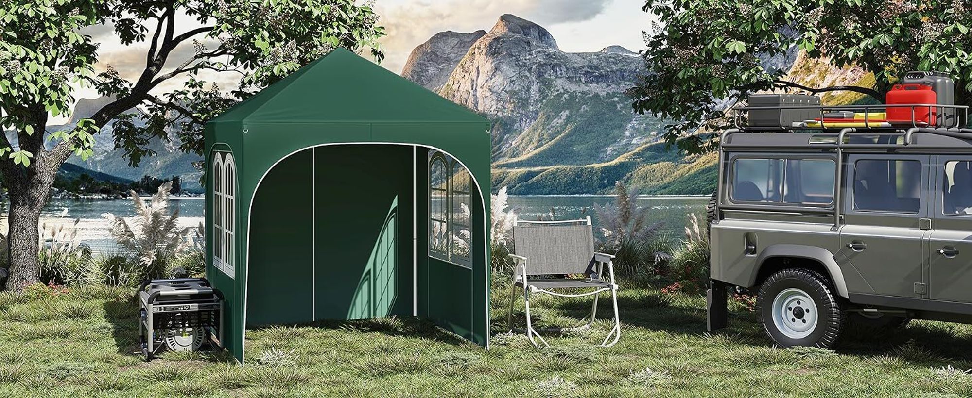 WOLTU Pavillon, Faltpavillon 2x2 m, mit 4 Seitenwänden, Partyzelt höhenverstellbar, Grün