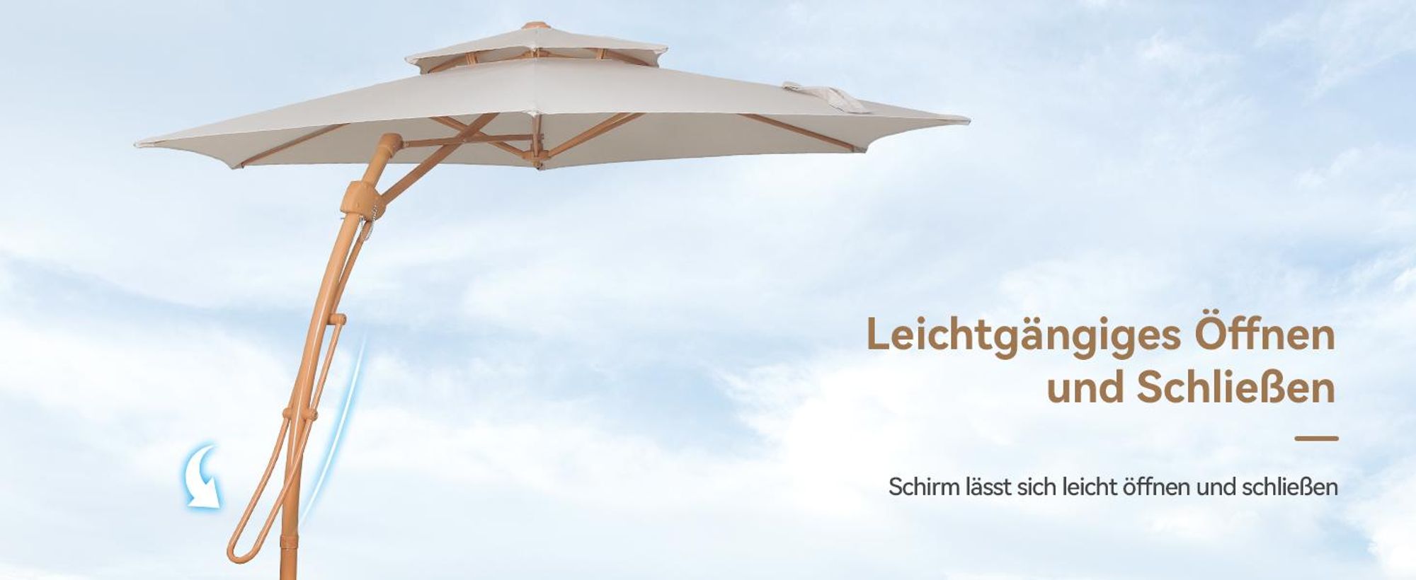 Puluomis Doppellagiger Sonnenschirm 3m, Gartenschirm mit Luftzirkulation und Wärmeableitung, 6 elliptische Eisenstreben, UV-beständig, farbecht beige