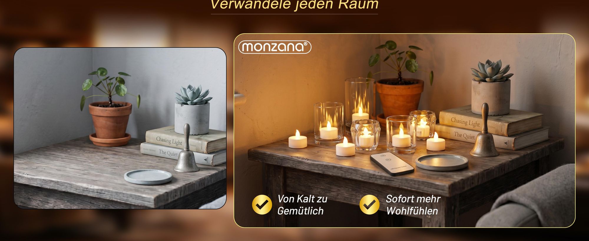 MONZANA LED Teelichter mit Fernbedienung, flackernd, 10er Set