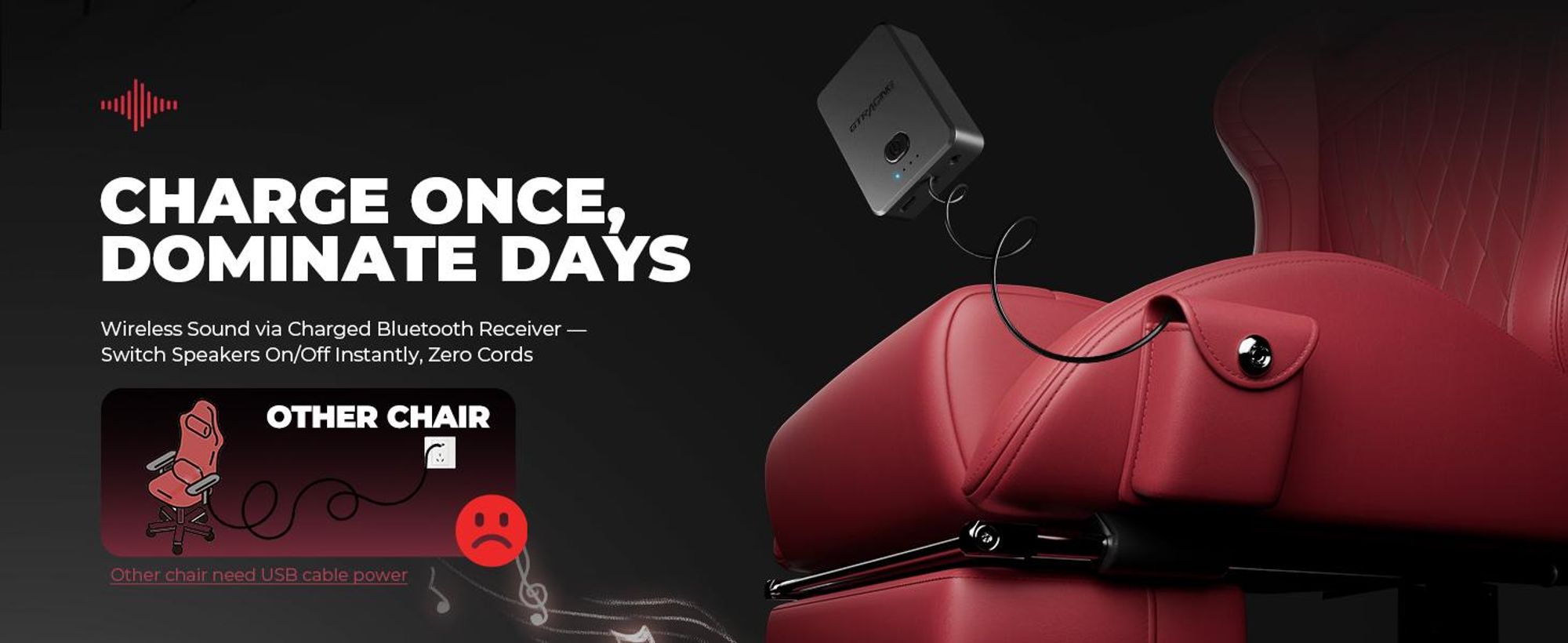 GTPLAYER Sedia da gioco ACE PRO, sedia da ufficio ergonomica con braccioli inclinabili e poggiapiedi, altoparlante Hi-Fi, atmosfera sonora impressionante, rosso