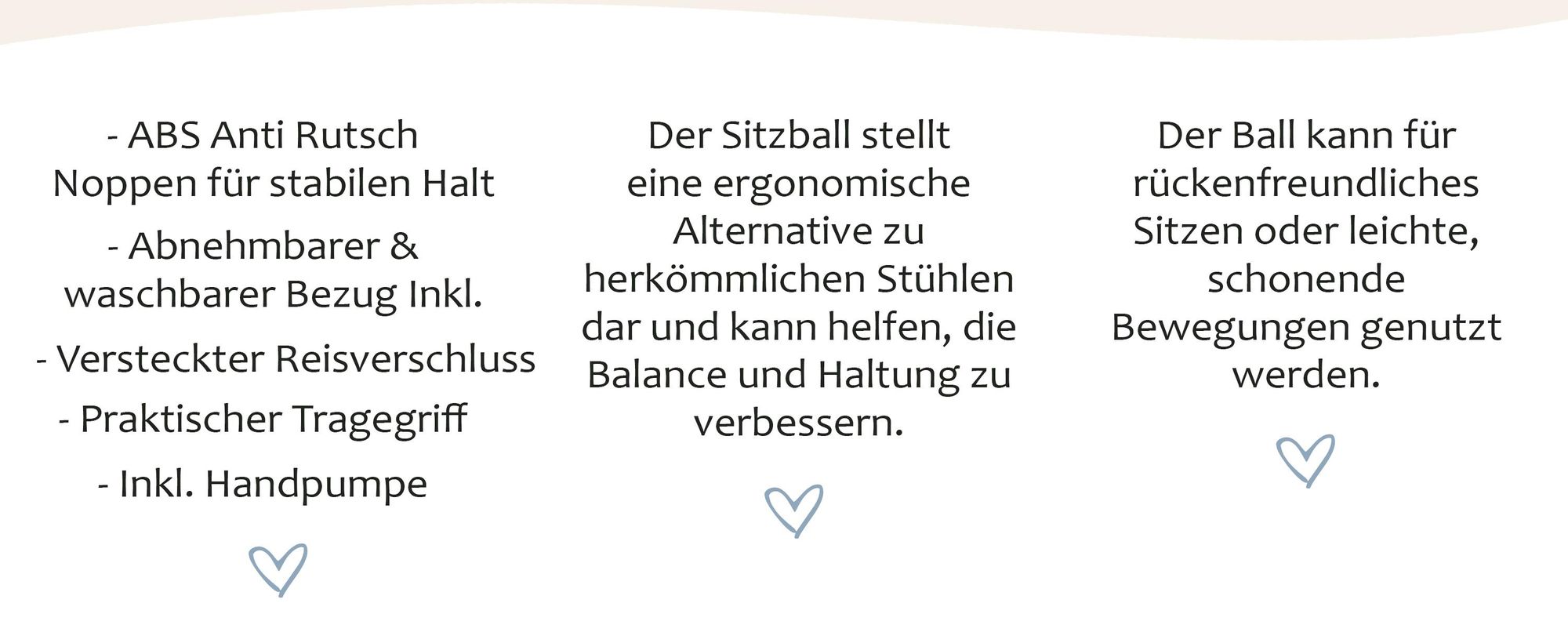 ONVAYA® Gymnastikball 65cm mit Bezug - Rutschfester Yoga-Ball-Stabiler Sitzball für ergonomisches Sitzen-Fitnessball & Schwangerschaftsball Beige