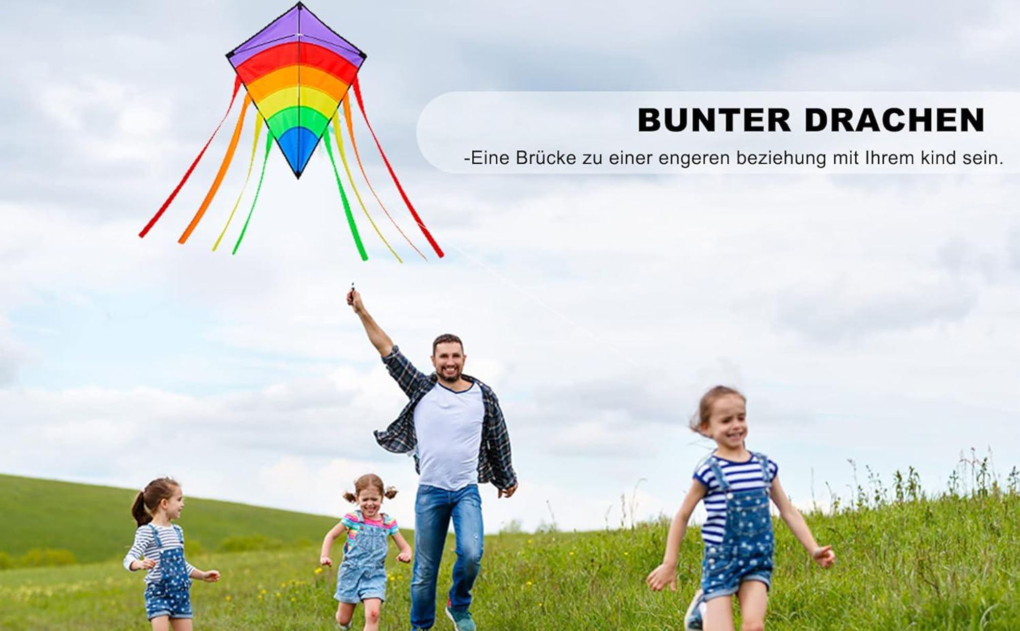 Einleiner Flugdrachen, Drachen, Delta Lenkdrachen Kinderdrachen für Kinder und Erwachsene, mit 80m Drachenschnur