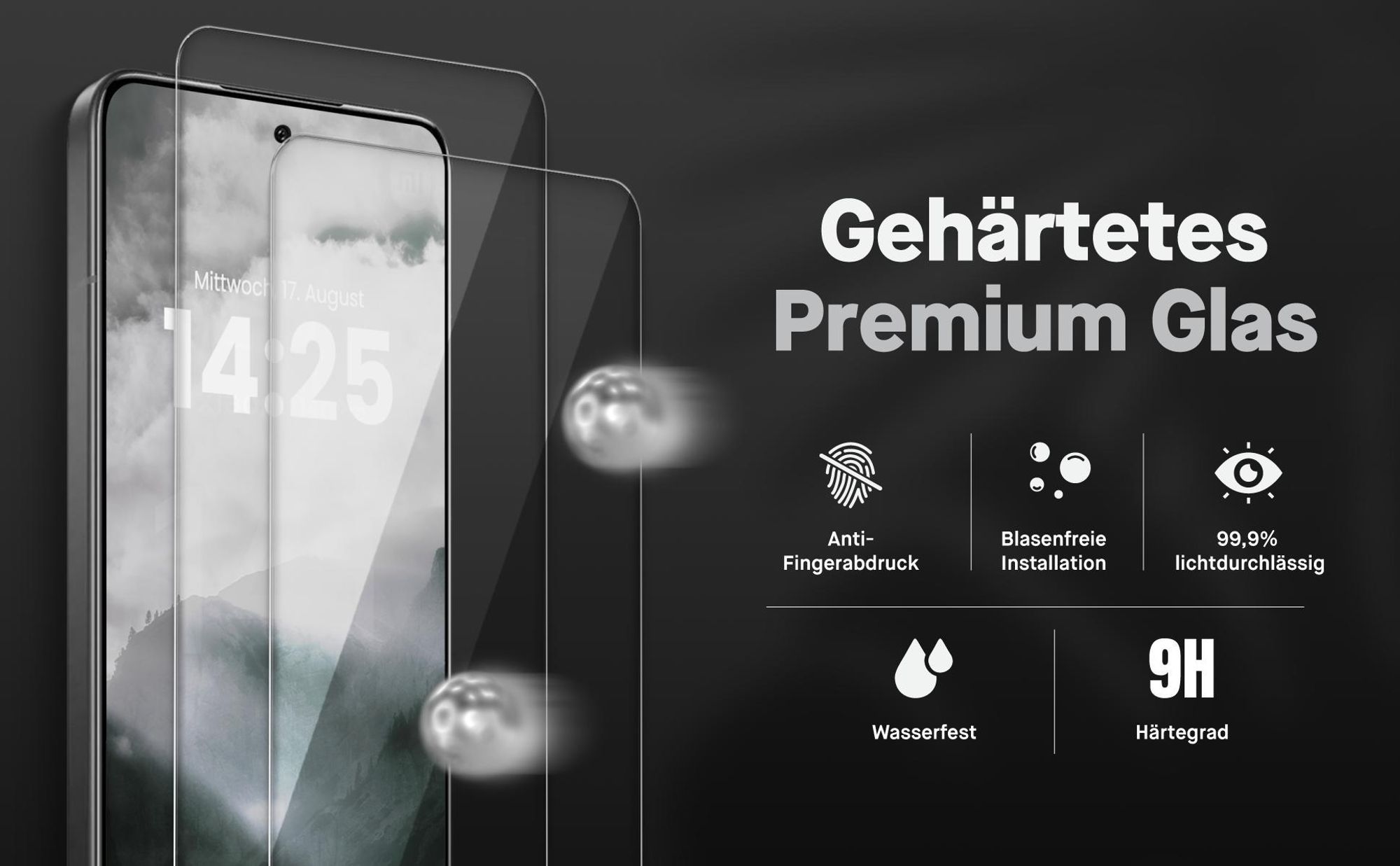 2x Displayschutz aus 9H Glas für Xiaomi 15T / 15T Pro in passgenauem Design